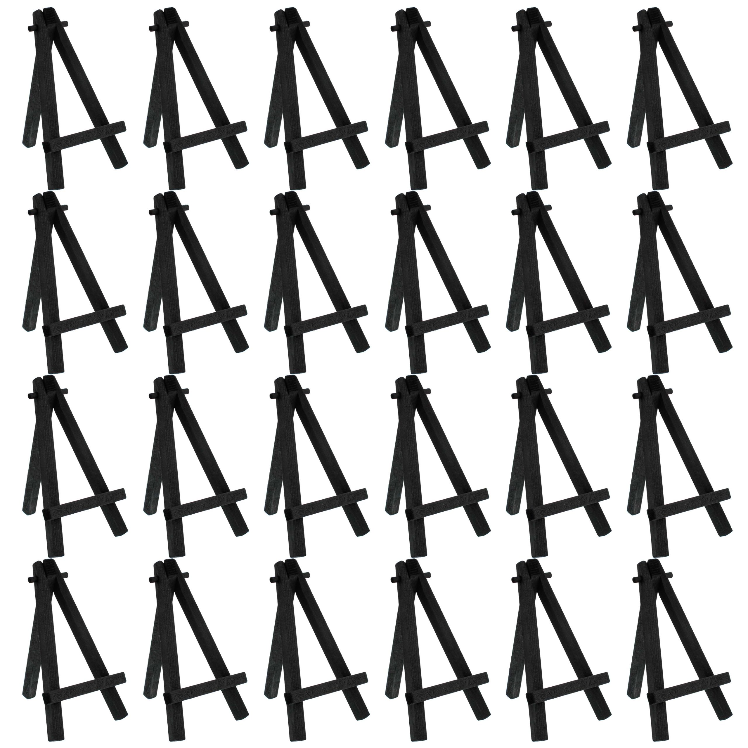 5 Mini Easel (24 Pack) - Black Wooden A-Frame Tabletop Display Stand. Mini Easel Stand - Small Easels for Display. Small Canvases. Crafts. Business Cards. Signs. Photos. Gifts