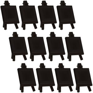 3 x 3 Stretched Black Canvas with 5 Mini Easel Kit (12 Pack) - Black Wooden A-Frame Tabletop Display Stand. Mini Easel Stand - Small Easels for Display. Small Canvases. Crafts