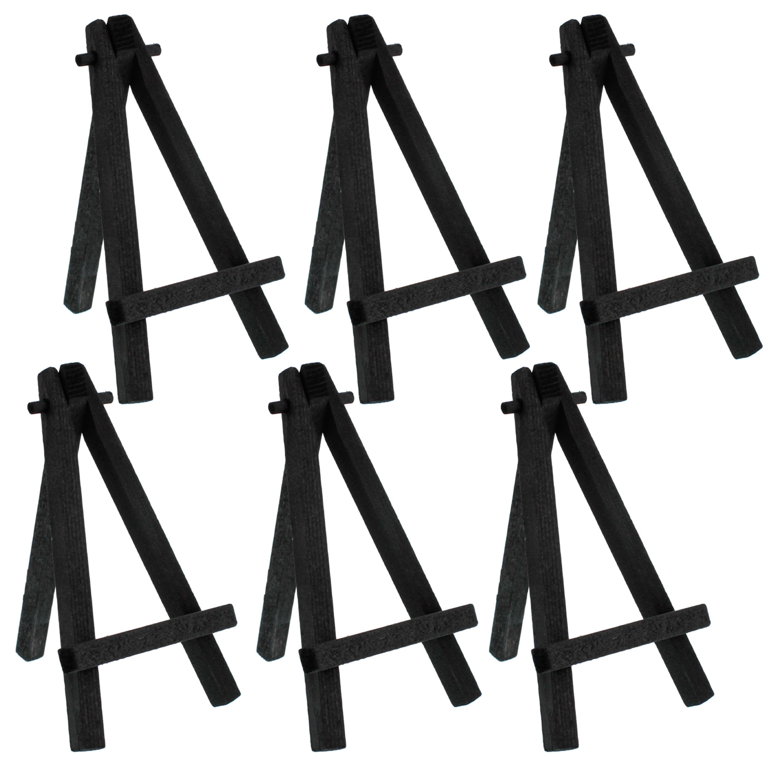 5 Mini Easel (6 Pack) - Black Wooden A-Frame Tabletop Display Stand. Mini Easel Stand - Small Easels for Display. Small Canvases. Crafts. Business Cards. Signs. Photos. Gifts