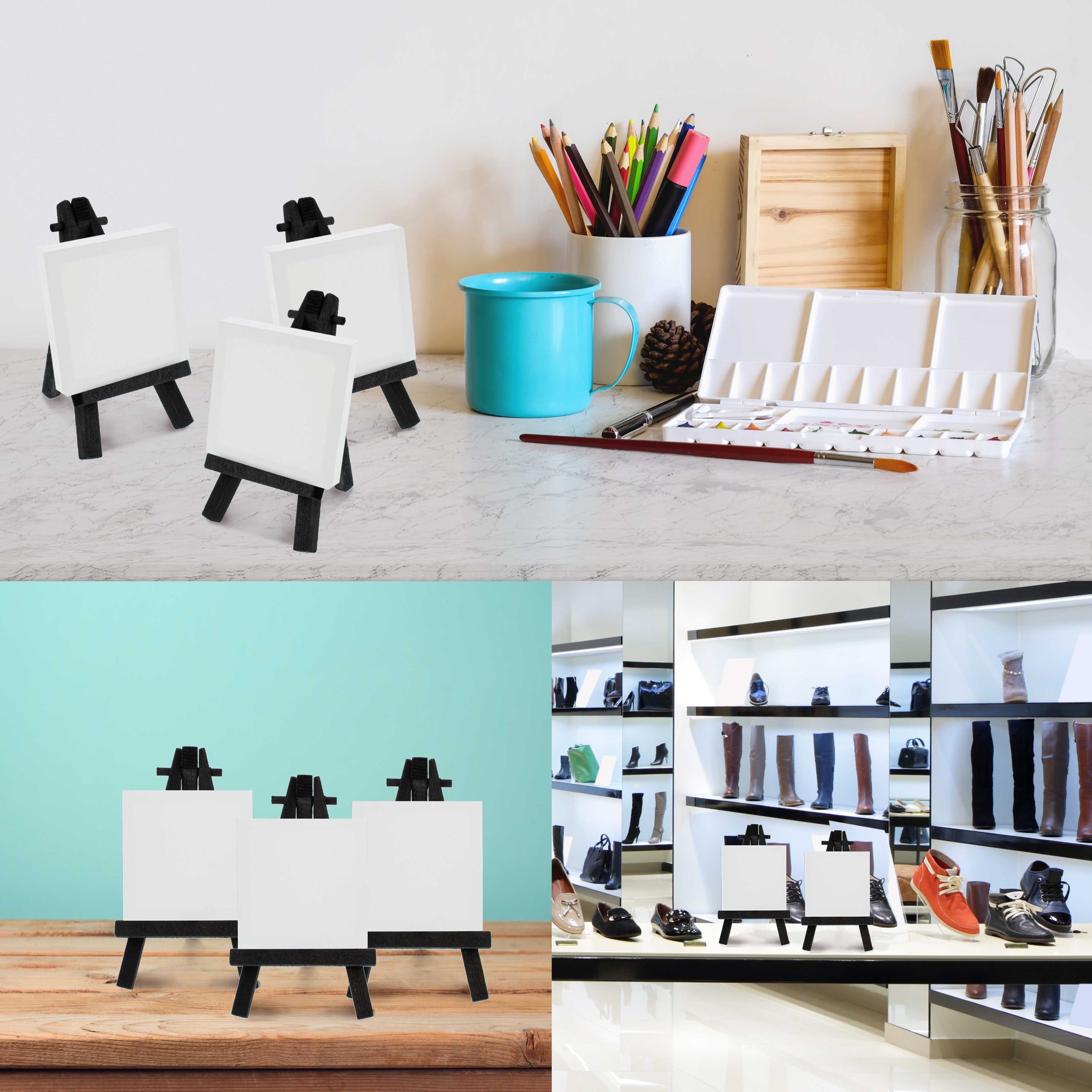 5 Mini Easel (6 Pack) - Black Wooden A-Frame Tabletop Display Stand. Mini Easel Stand - Small Easels for Display. Small Canvases. Crafts. Business Cards. Signs. Photos. Gifts - Image 5