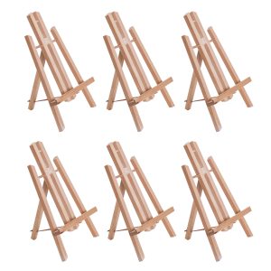 11 Small Tabletop Display Easel - Beechwood Artist A-Frame Display Stand. Wooden Easel for Painting. Canvas Stand. (Pack of 6) Classrooms Events Photo Picture Sign Holder