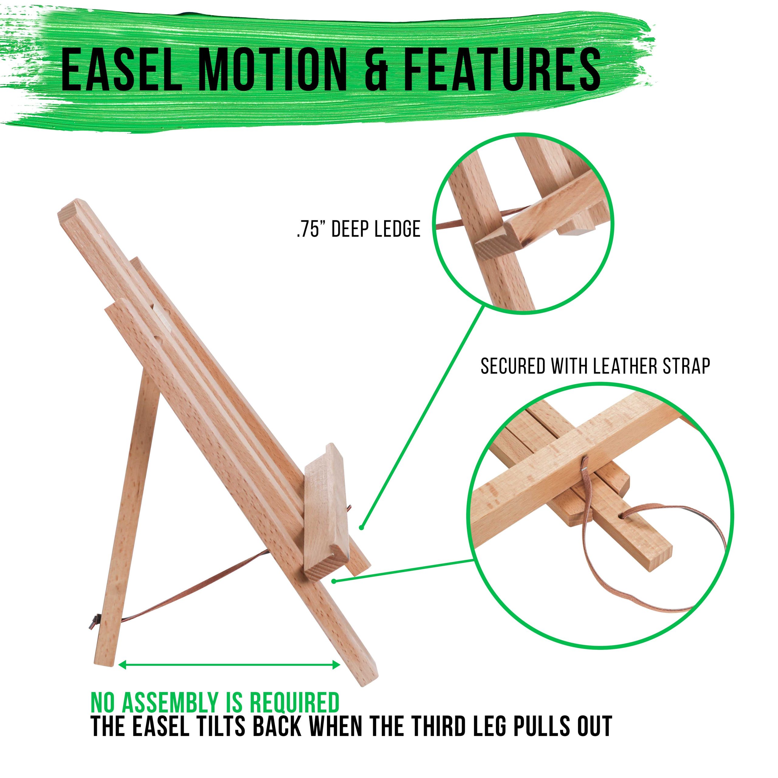 11 Small Tabletop Display Easel - Beechwood Artist A-Frame Display Stand. Wooden Easel for Painting. Canvas Stand. (Pack of 1) Classrooms Events Photo Picture Sign Holder - Image 3