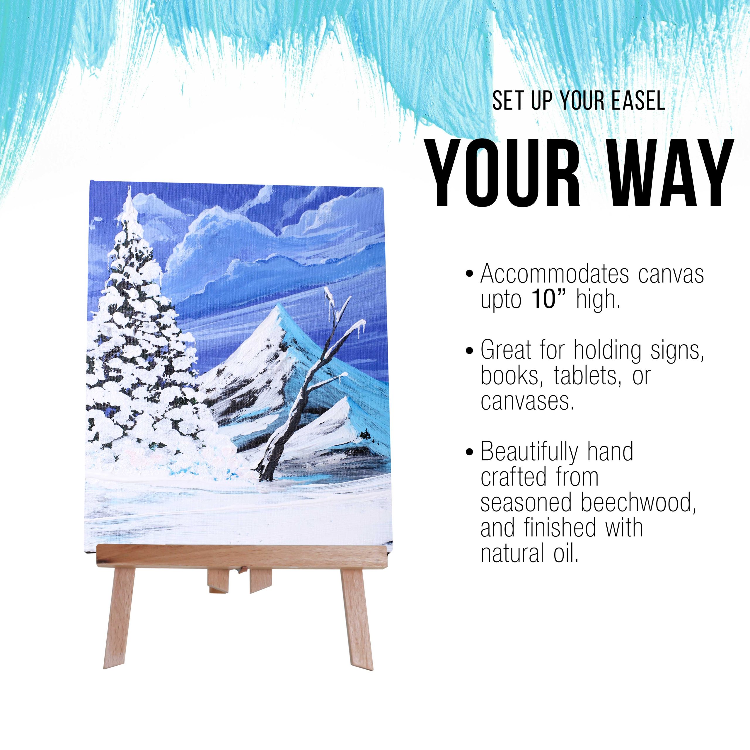 11 Small Tabletop Display Easel - Beechwood Artist A-Frame Display Stand. Wooden Easel for Painting. Canvas Stand. (Pack of 1) Classrooms Events Photo Picture Sign Holder - Image 4