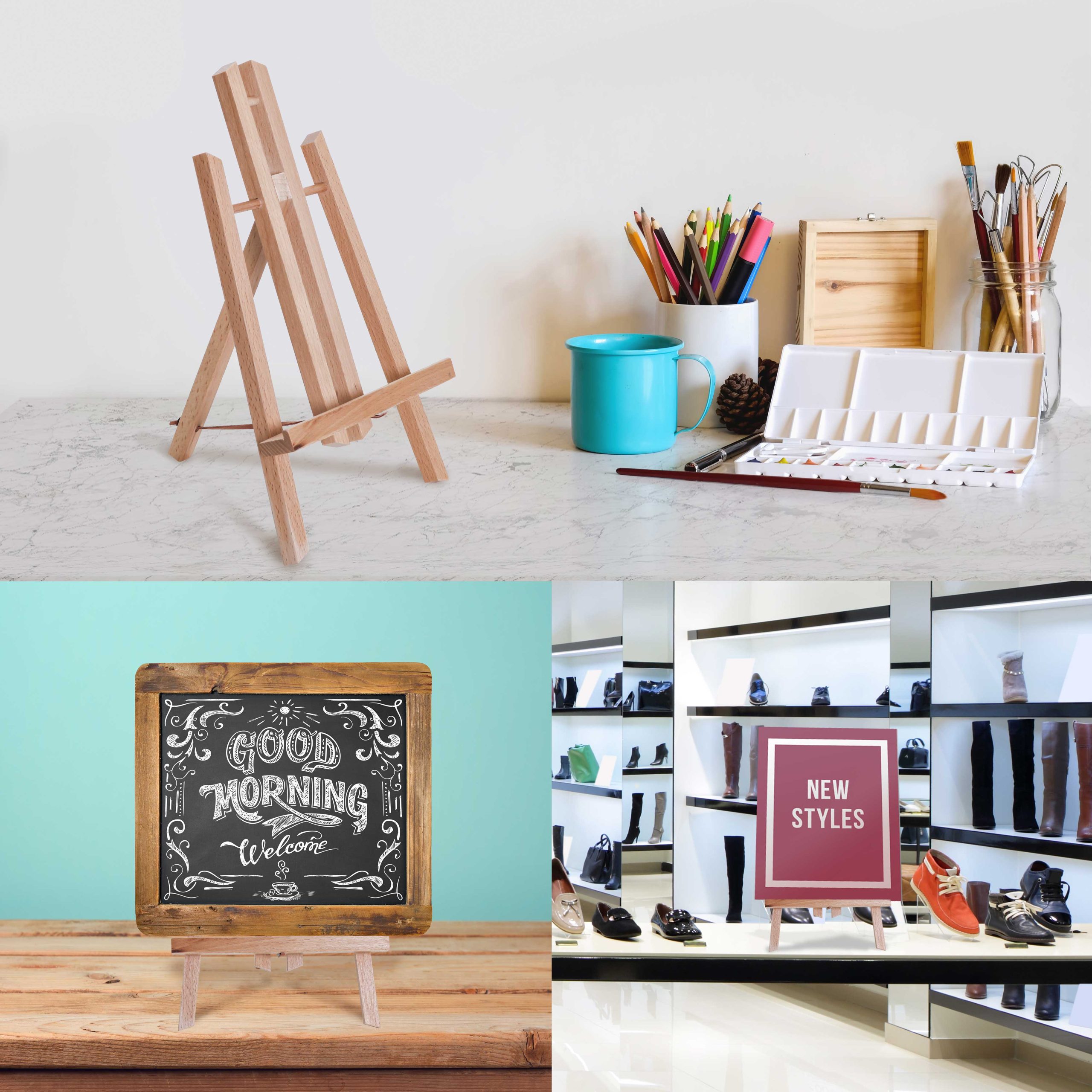 11 Small Tabletop Display Easel - Beechwood Artist A-Frame Display Stand. Wooden Easel for Painting. Canvas Stand. (Pack of 1) Classrooms Events Photo Picture Sign Holder - Image 5
