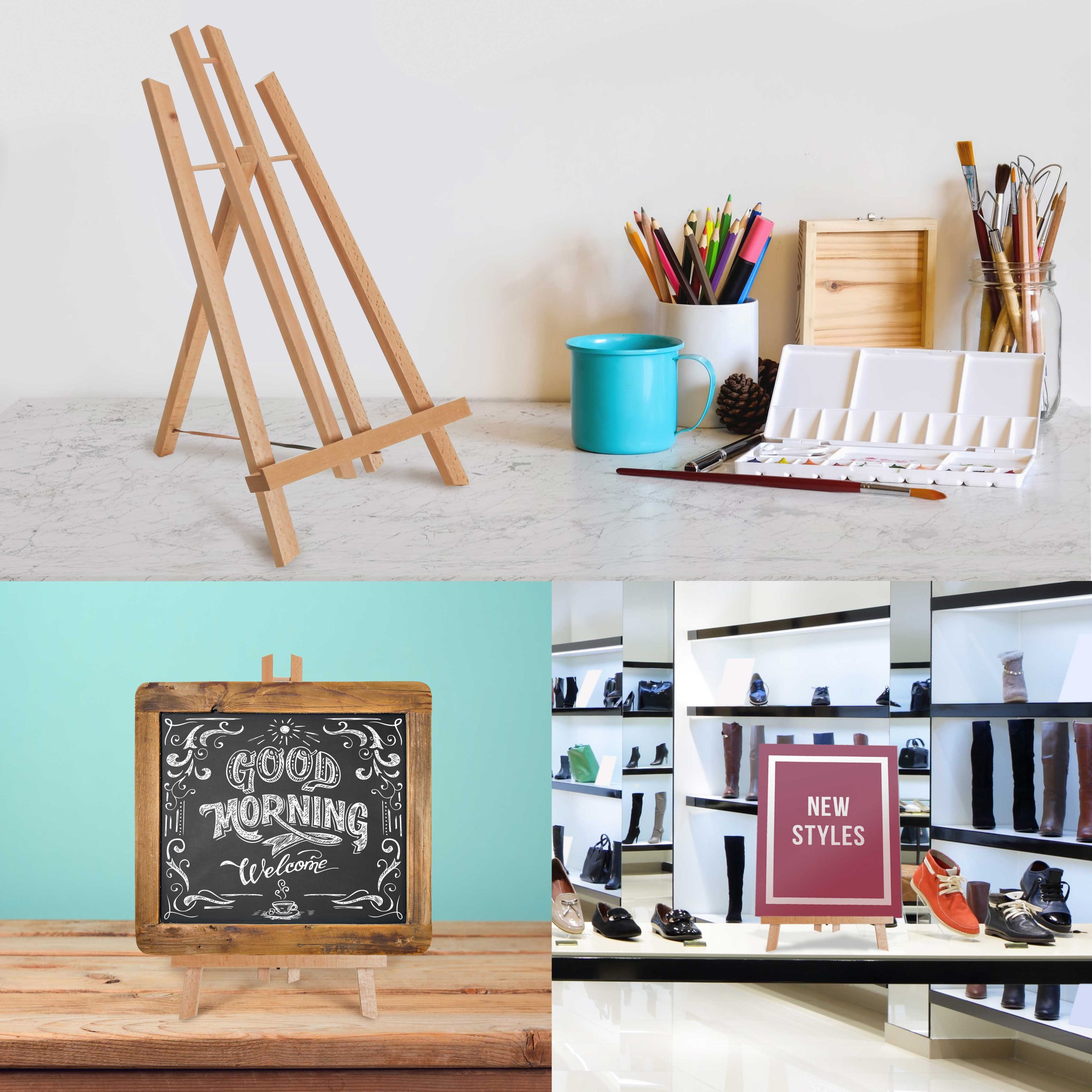 14 Medium Tabletop Display Easel - Beechwood Artist A-Frame Display Stand. Wooden Easel for Painting. Canvas Stand. (Pack of 12) Classrooms Events Photo Picture Sign Holder - Image 5