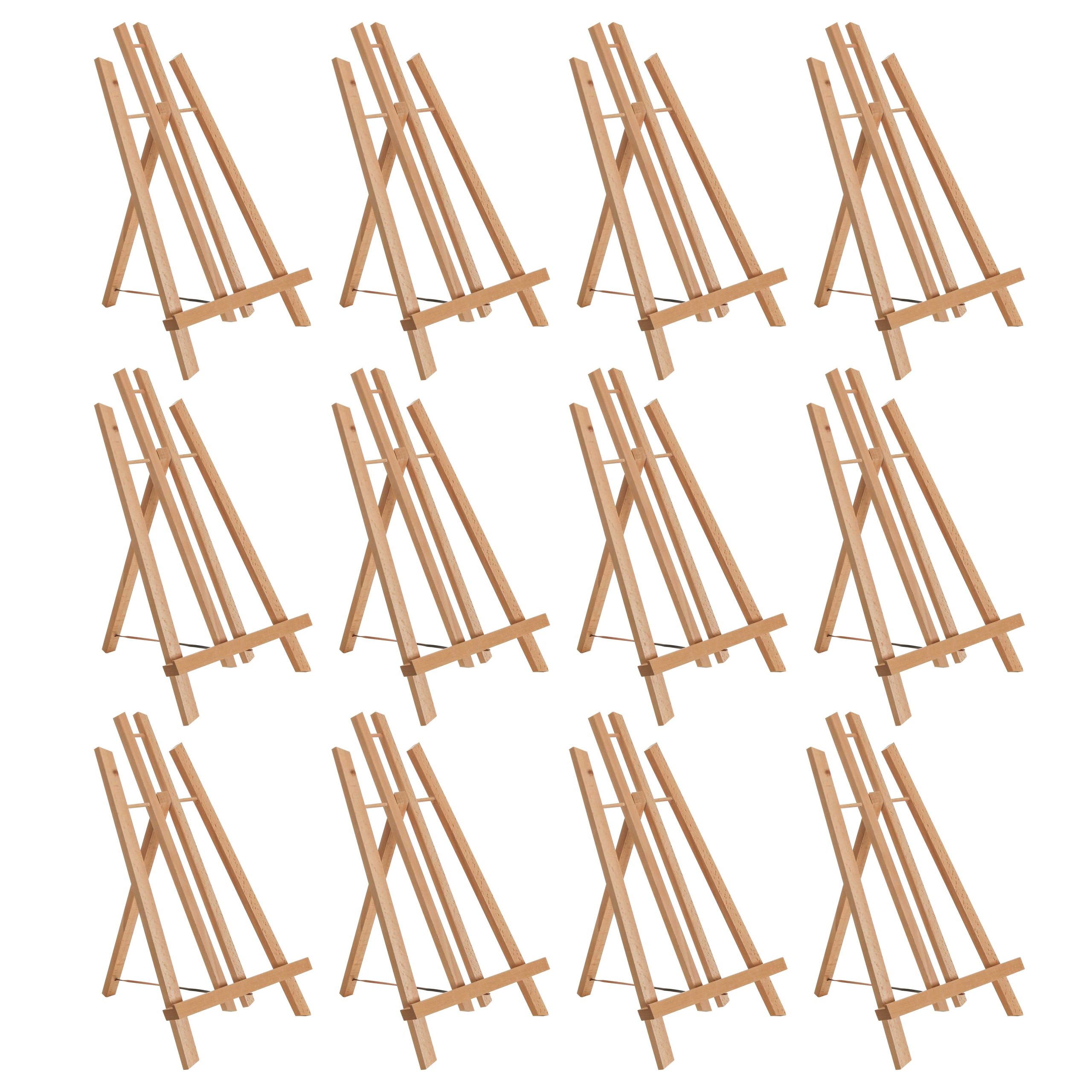 14 Medium Tabletop Display Easel - Beechwood Artist A-Frame Display Stand. Wooden Easel for Painting. Canvas Stand. (Pack of 12) Classrooms Events Photo Picture Sign Holder