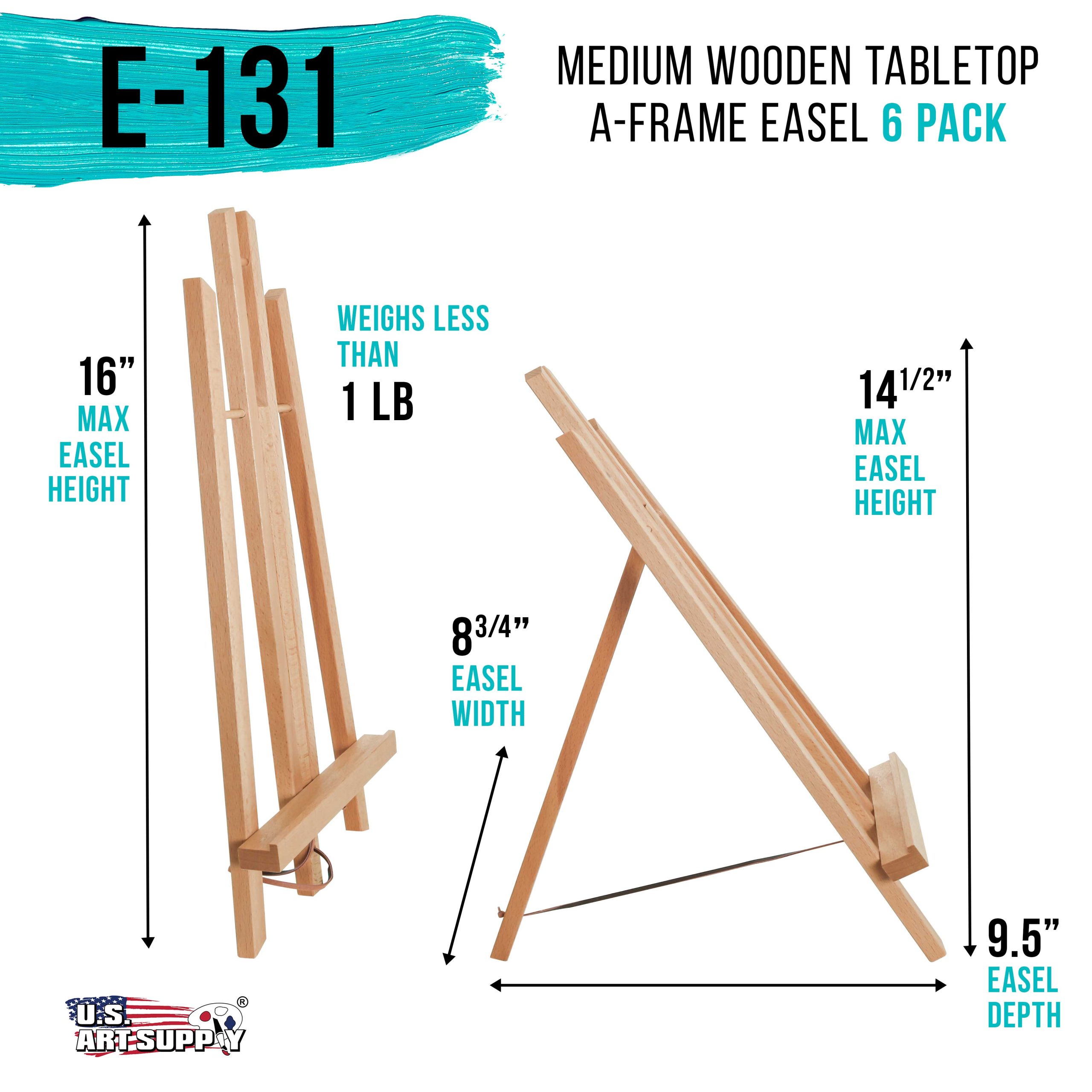 14 Medium Tabletop Display Easel - Beechwood Artist A-Frame Display Stand. Wooden Easel for Painting. Canvas Stand. (Pack of 6) Classrooms Events Photo Picture Sign Holder - Image 2