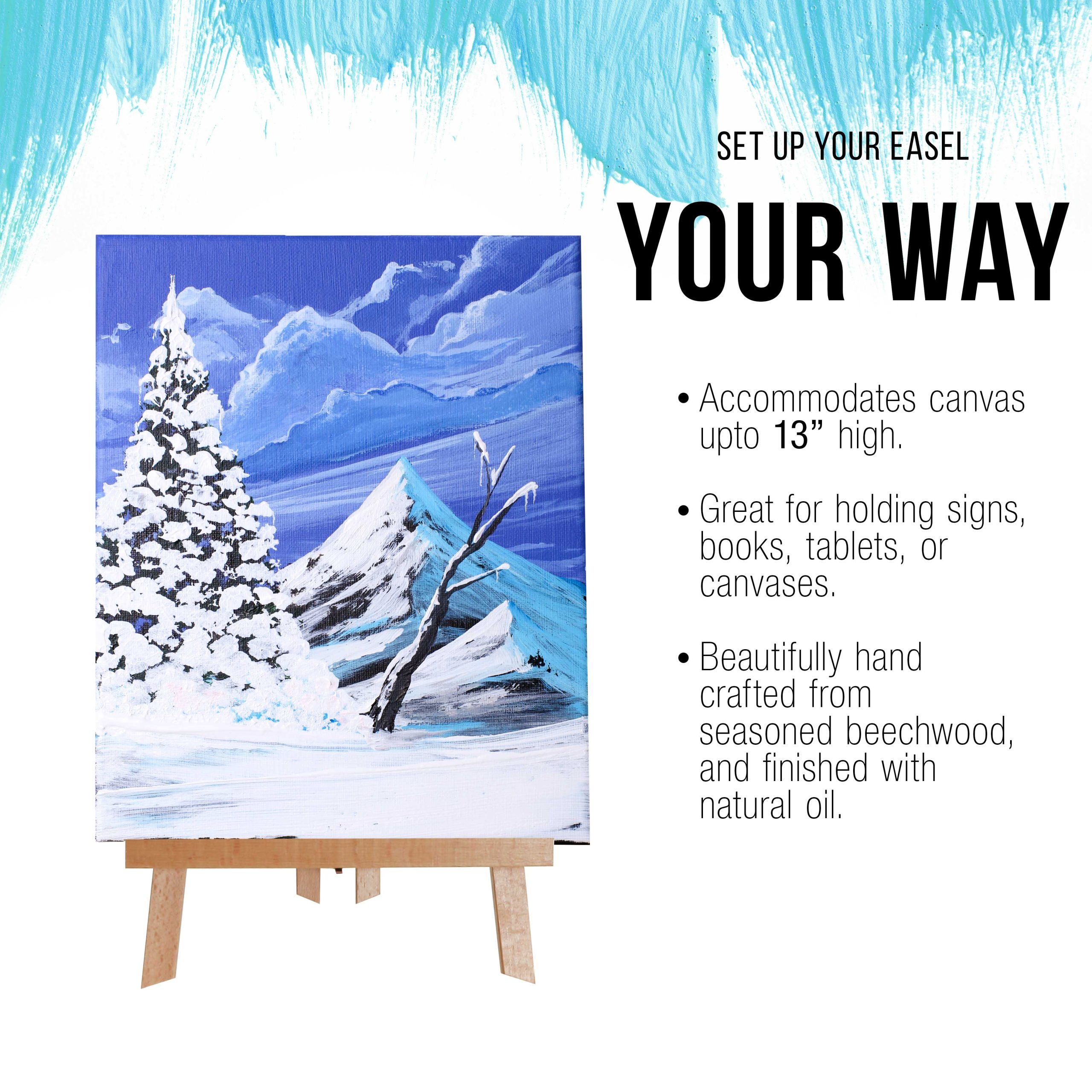 14 Medium Tabletop Display Easel - Beechwood Artist A-Frame Display Stand. Wooden Easel for Painting. Canvas Stand. (Pack of 6) Classrooms Events Photo Picture Sign Holder - Image 4