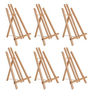 14 Medium Tabletop Display Easel - Beechwood Artist A-Frame Display Stand. Wooden Easel for Painting. Canvas Stand. (Pack of 6) Classrooms Events Photo Picture Sign Holder
