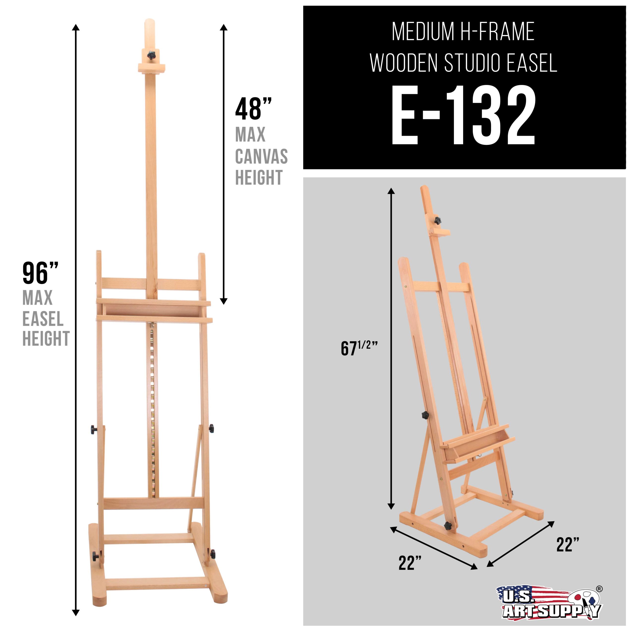 Medium Wooden Studio H Frame Easel with Storage Tray - Adjustable to 96 High. Holds Canvas up to 48 - Beechwood Artist Easel for Painting. Art Display Stand. Portraits - Image 2