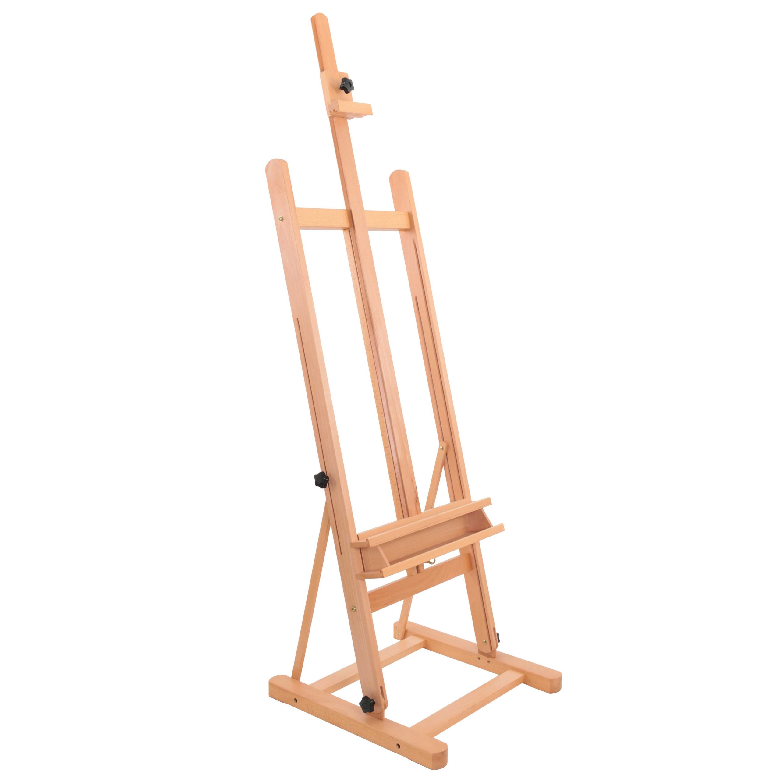 Medium Wooden Studio H Frame Easel with Storage Tray - Adjustable to 96 High. Holds Canvas up to 48 - Beechwood Artist Easel for Painting. Art Display Stand. Portraits