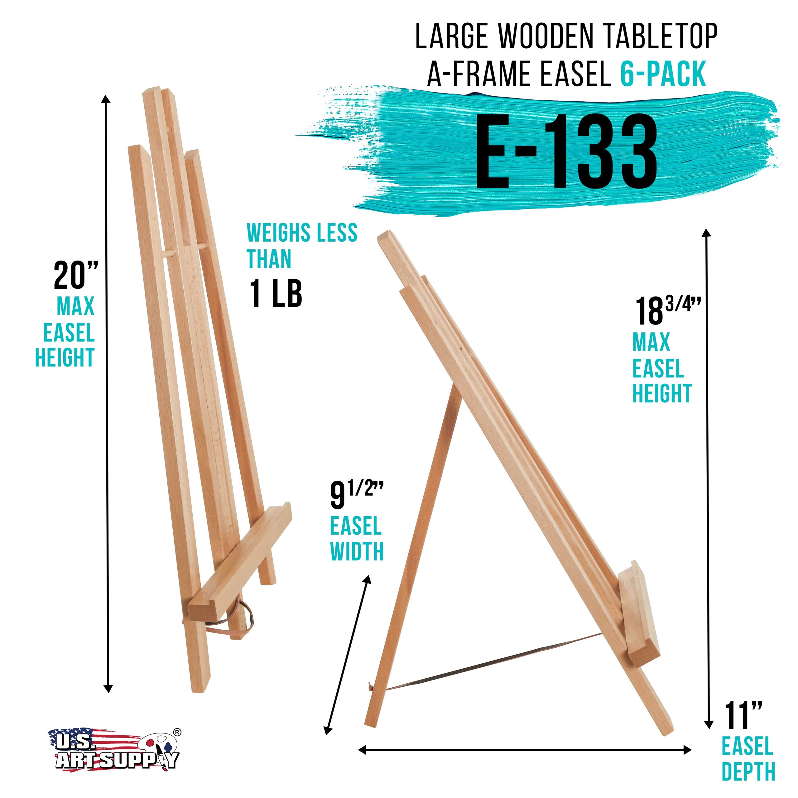 18 Large Tabletop Display Easel - Beechwood Artist A-Frame Display Stand. Wooden Easel for Painting. Canvas Stand. (Pack of 6) Classrooms Events Photo Picture Sign Holder - Image 2