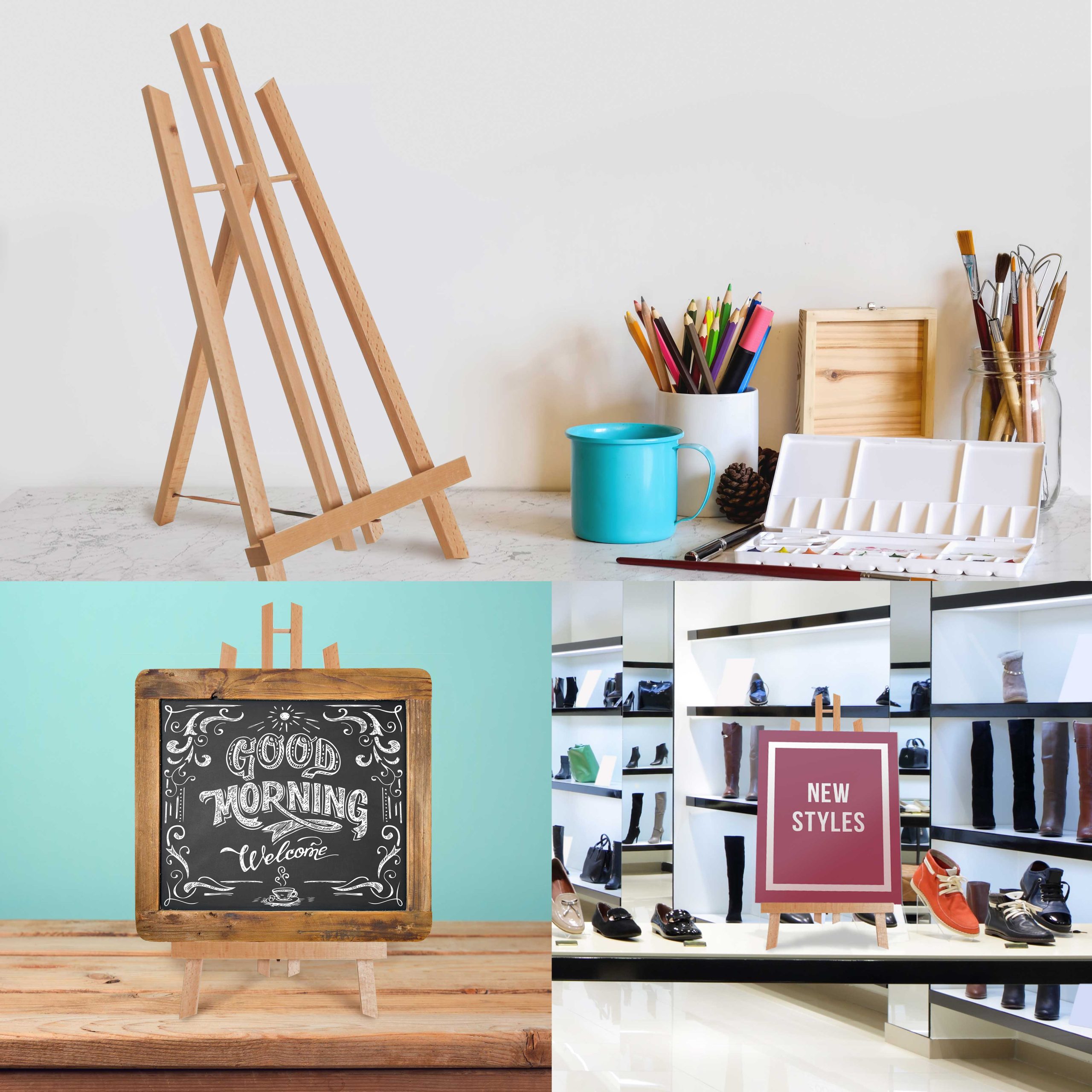 18 Large Tabletop Display Easel - Beechwood Artist A-Frame Display Stand. Wooden Easel for Painting. Canvas Stand. (Pack of 6) Classrooms Events Photo Picture Sign Holder - Image 5