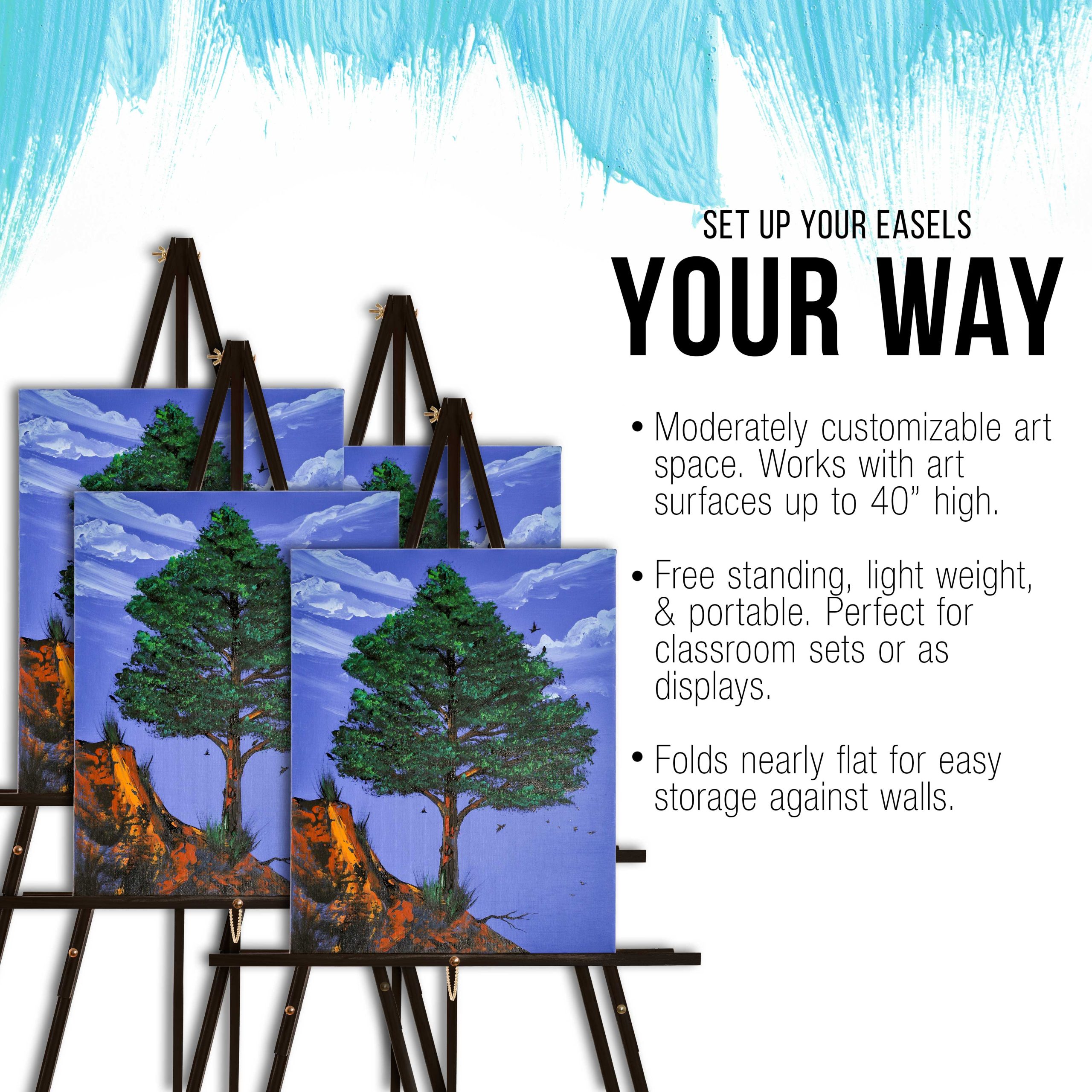 64 Black Wooden Easel Stand (12 Pack) - Adjustable A-Frame Tripod for Painting. Drawing & Signs - Lightweight Easels. Wood Easel Stand for Sign Wedding Display 40 Canvas Capacity - Image 4