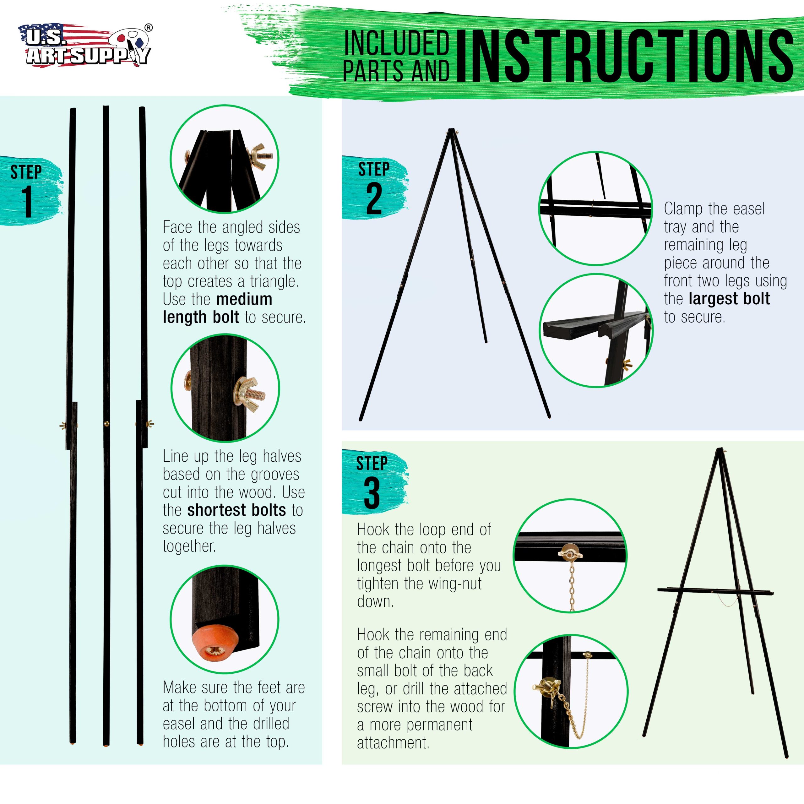 64 Black Wooden Easel Stand (12 Pack) - Adjustable A-Frame Tripod for Painting. Drawing & Signs - Lightweight Easels. Wood Easel Stand for Sign Wedding Display 40 Canvas Capacity - Image 6
