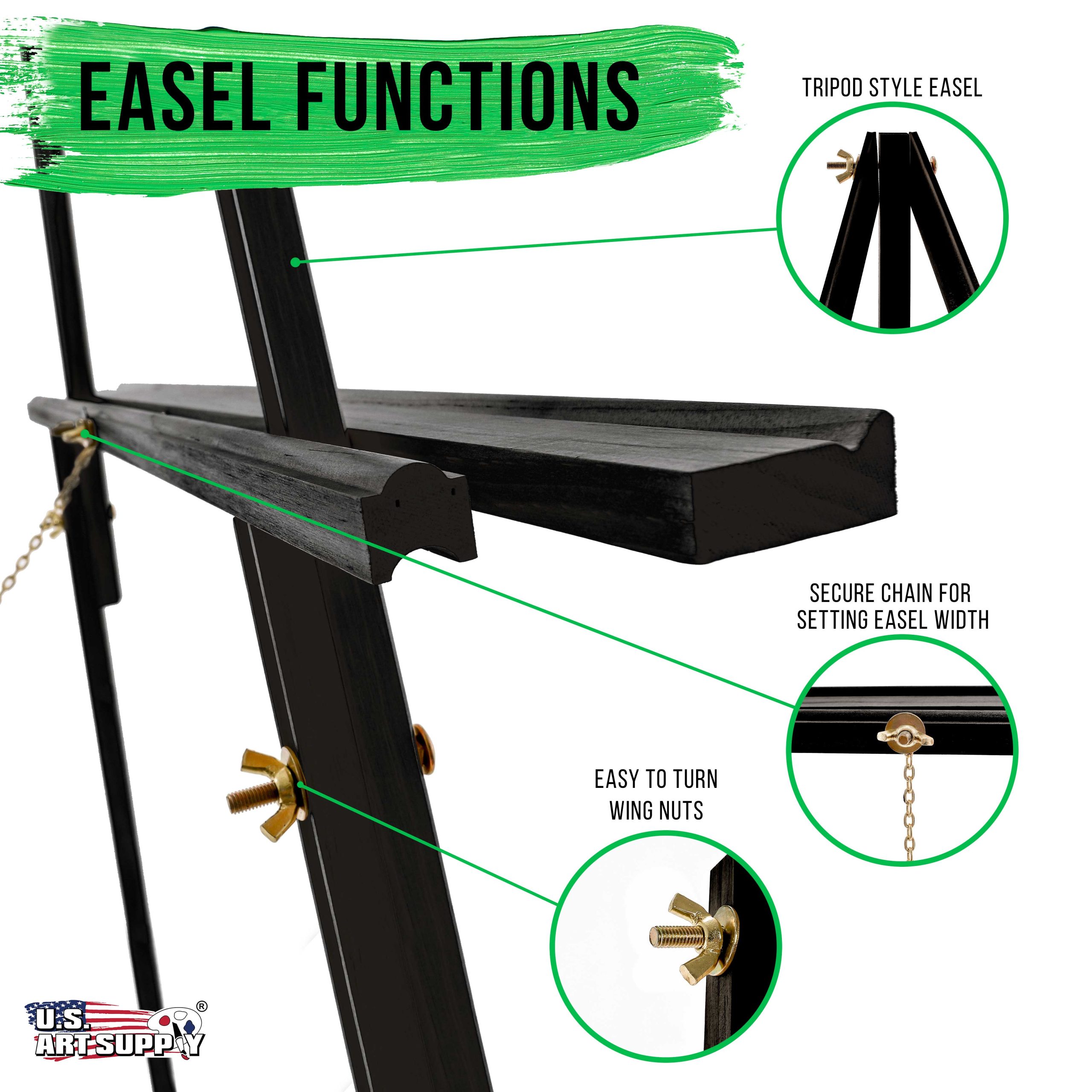 64 Black Wooden Easel Stand (4 Pack) - Adjustable A-Frame Tripod for Painting. Drawing & Signs - Lightweight Easels. Wood Easel Stand for Sign Wedding Display 40 Canvas Capacity - Image 3