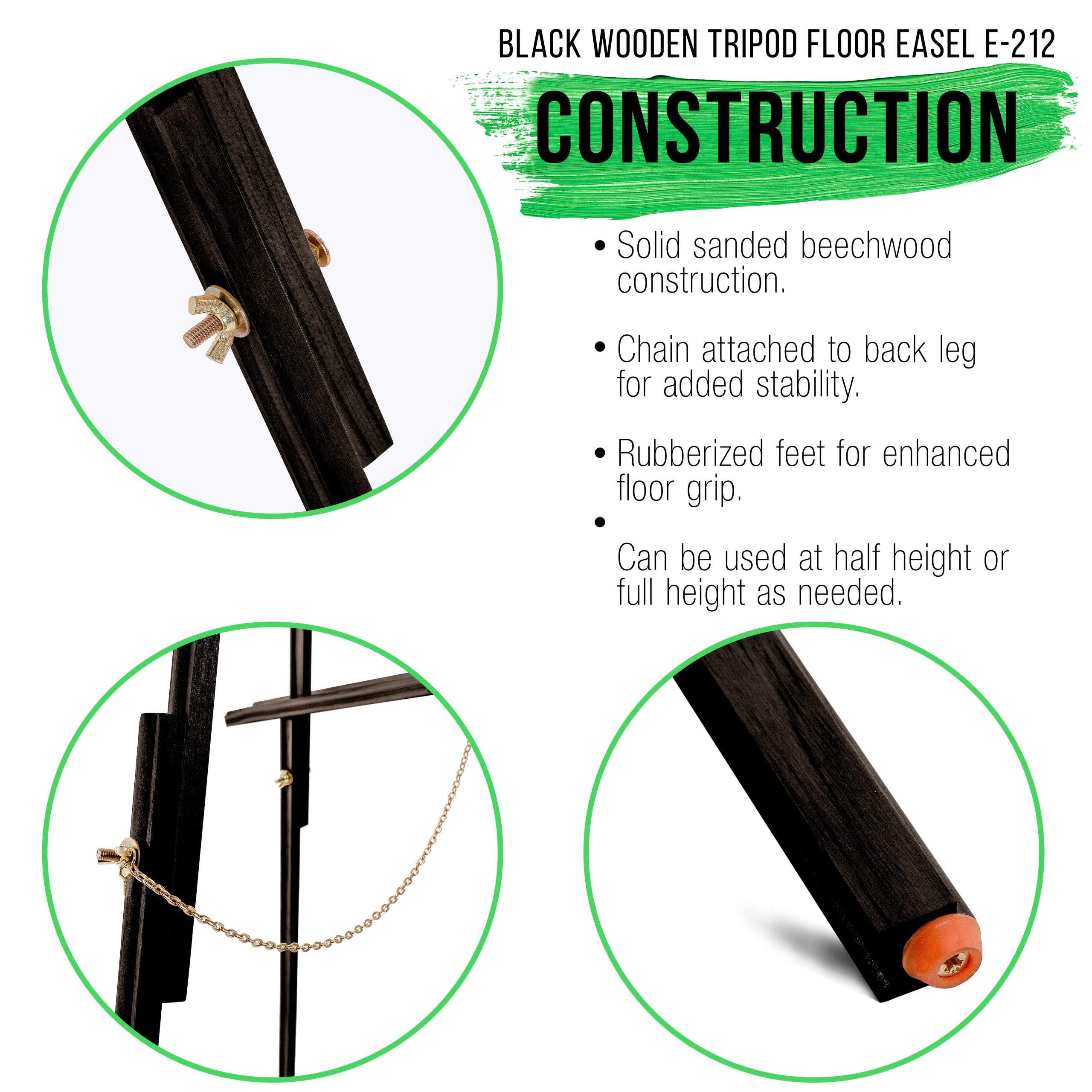 64 Black Wooden Easel Stand (4 Pack) - Adjustable A-Frame Tripod for Painting. Drawing & Signs - Lightweight Easels. Wood Easel Stand for Sign Wedding Display 40 Canvas Capacity - Image 5