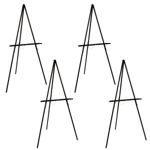 64 Black Wooden Easel Stand (4 Pack) - Adjustable A-Frame Tripod for Painting. Drawing & Signs - Lightweight Easels. Wood Easel Stand for Sign Wedding Display 40 Canvas Capacity