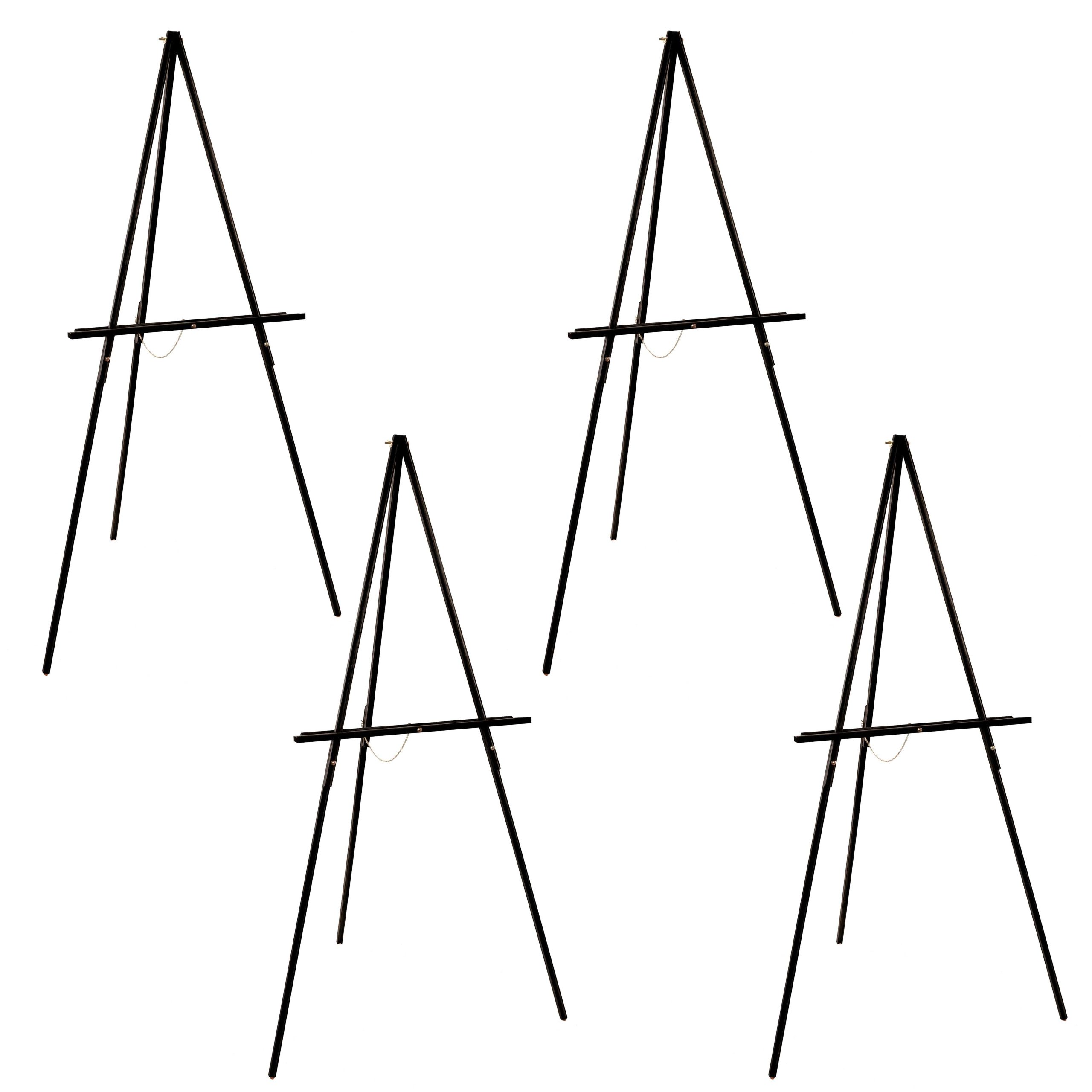 64 Black Wooden Easel Stand (4 Pack) - Adjustable A-Frame Tripod for Painting. Drawing & Signs - Lightweight Easels. Wood Easel Stand for Sign Wedding Display 40 Canvas Capacity