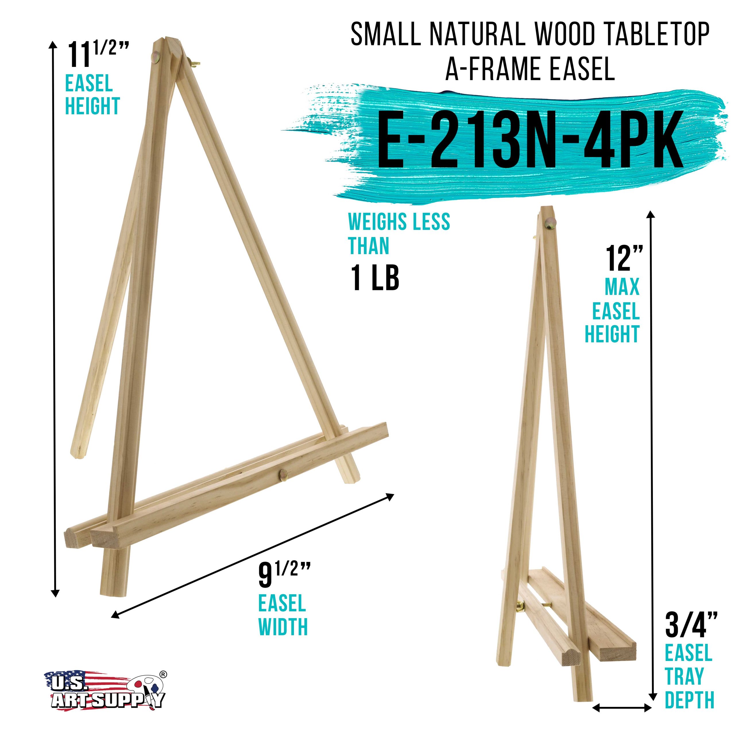 12 Natural Wood Tabletop Easel (4 Pack) - Adjustable A-Frame Canvas Stand for Painting Party & Signs - Table Top Easel for Painting. Canvas Holder. Crafts. Photos. Pictures - Image 2
