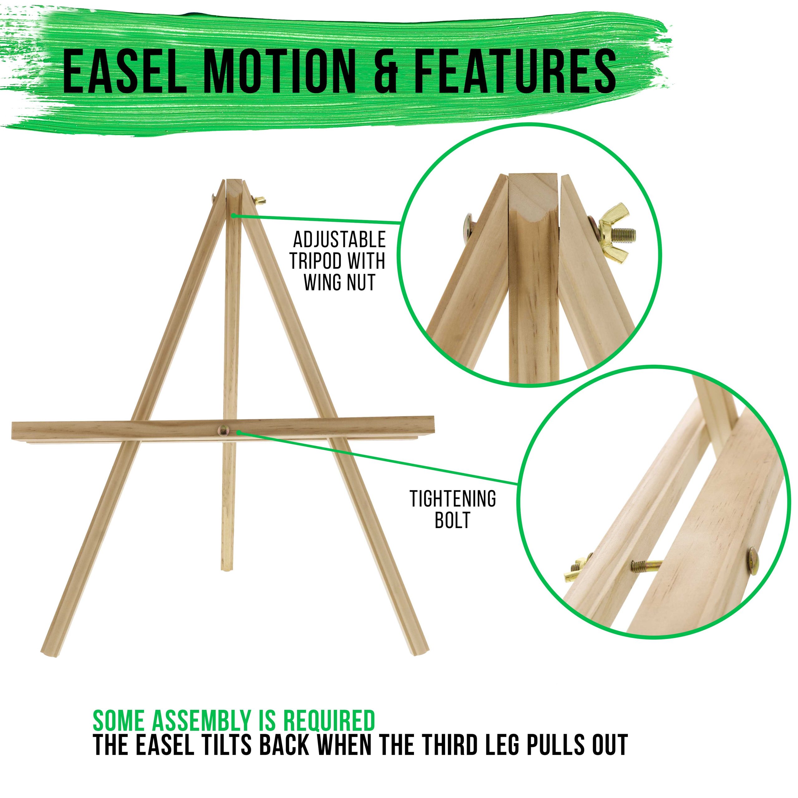 12 Natural Wood Tabletop Easel (4 Pack) - Adjustable A-Frame Canvas Stand for Painting Party & Signs - Table Top Easel for Painting. Canvas Holder. Crafts. Photos. Pictures - Image 3