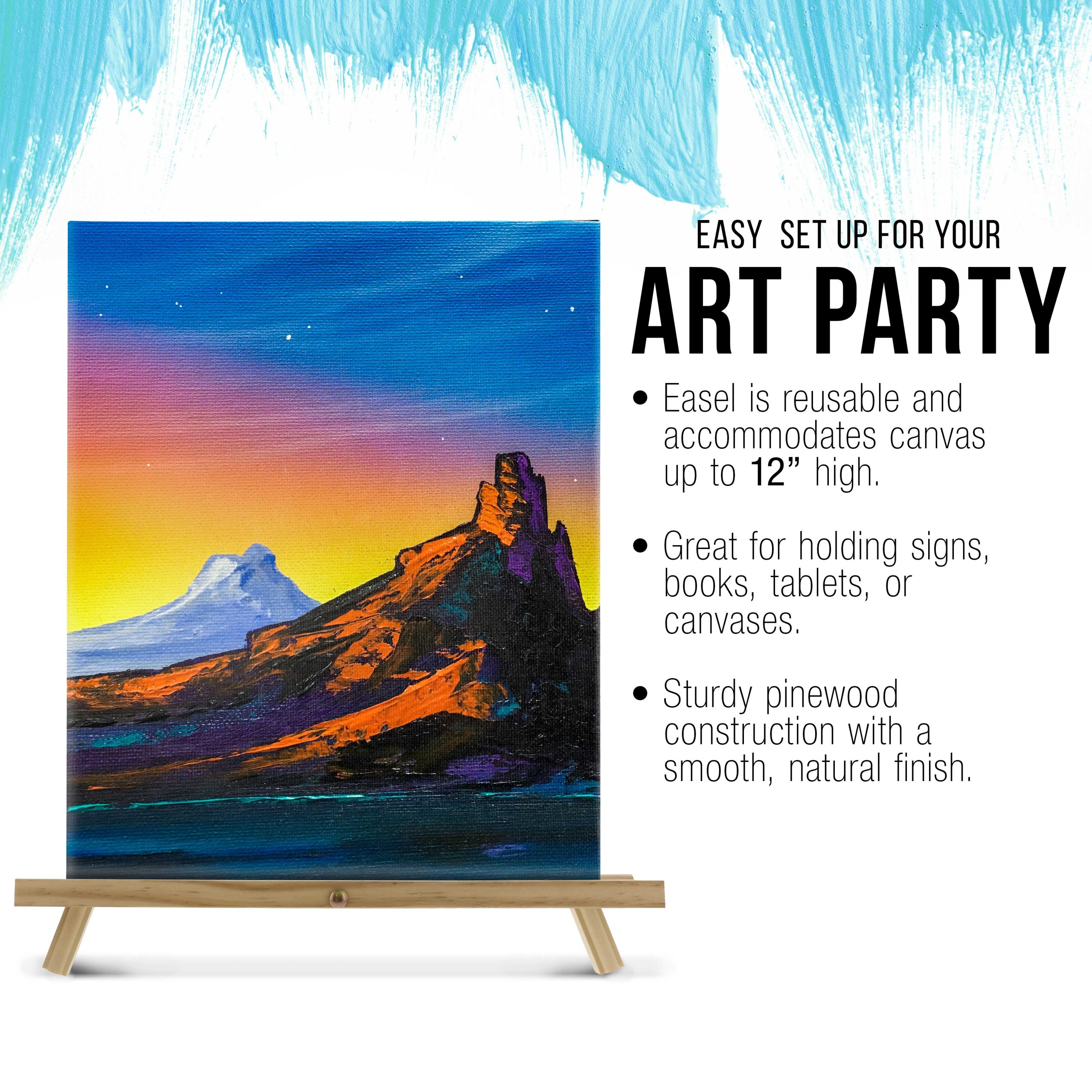 12 Natural Wood Tabletop Easel (4 Pack) - Adjustable A-Frame Canvas Stand for Painting Party & Signs - Table Top Easel for Painting. Canvas Holder. Crafts. Photos. Pictures - Image 4