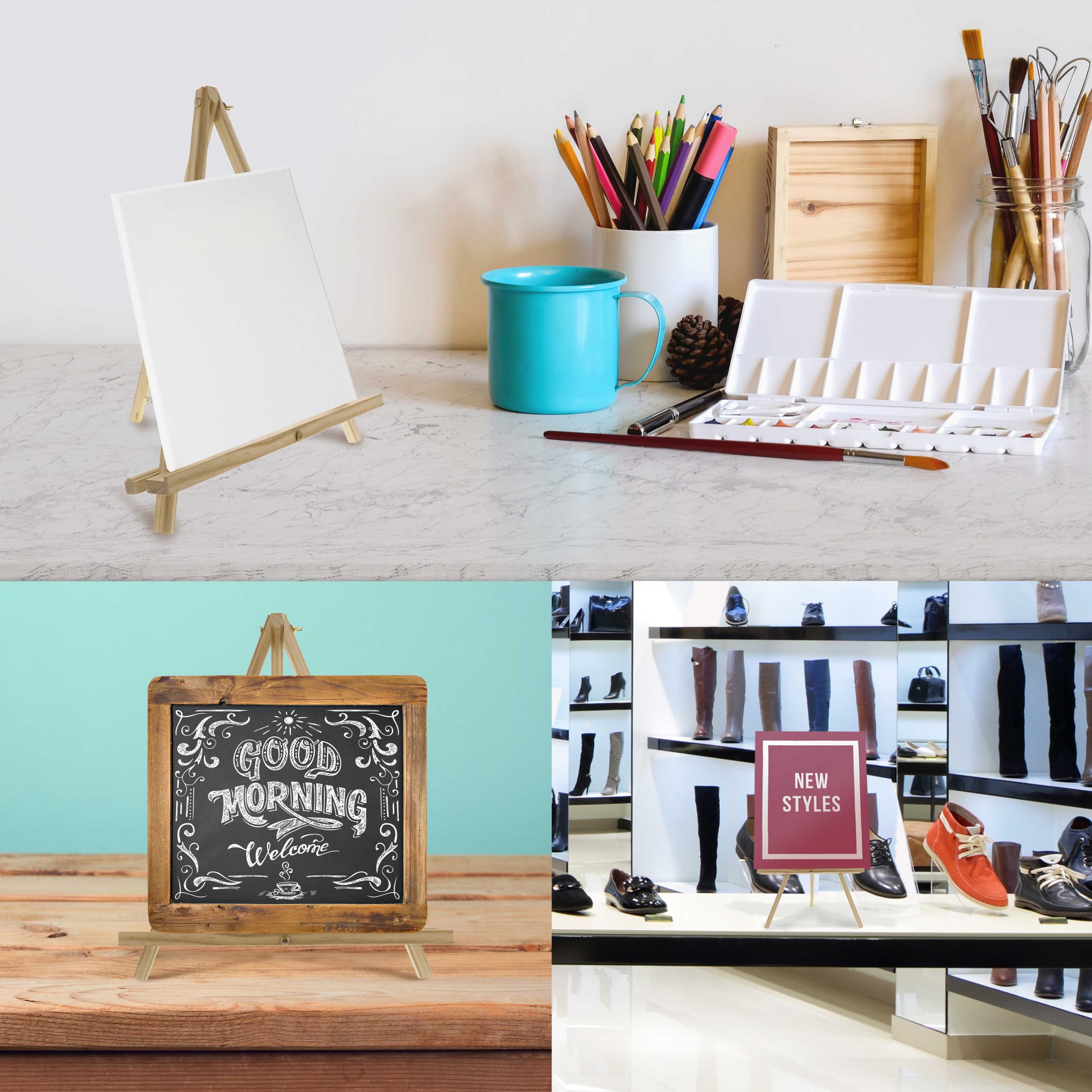 12 Natural Wood Tabletop Easel (4 Pack) - Adjustable A-Frame Canvas Stand for Painting Party & Signs - Table Top Easel for Painting. Canvas Holder. Crafts. Photos. Pictures - Image 5