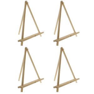 12 Natural Wood Tabletop Easel (4 Pack) - Adjustable A-Frame Canvas Stand for Painting Party & Signs - Table Top Easel for Painting. Canvas Holder. Crafts. Photos. Pictures