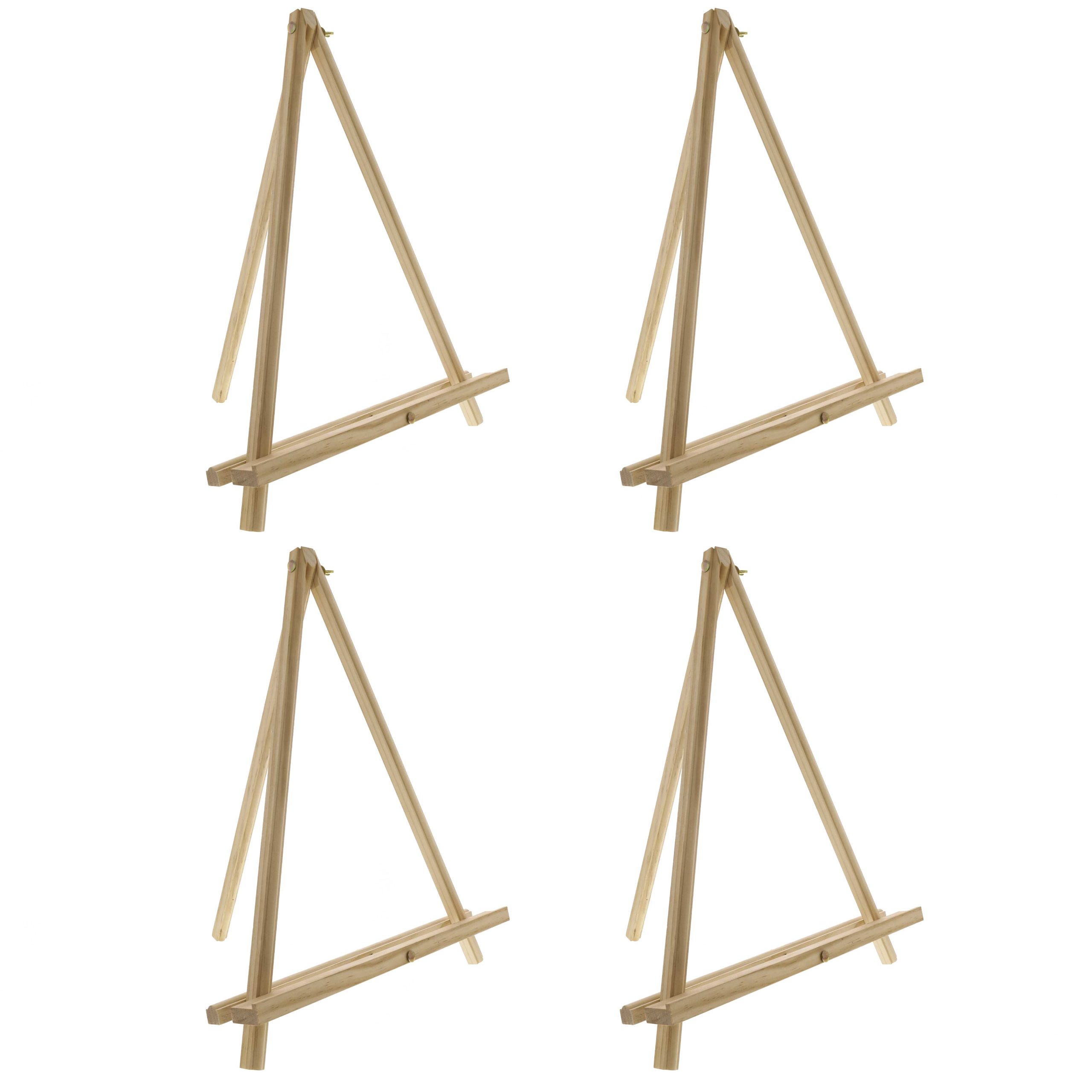 12 Natural Wood Tabletop Easel (4 Pack) - Adjustable A-Frame Canvas Stand for Painting Party & Signs - Table Top Easel for Painting. Canvas Holder. Crafts. Photos. Pictures