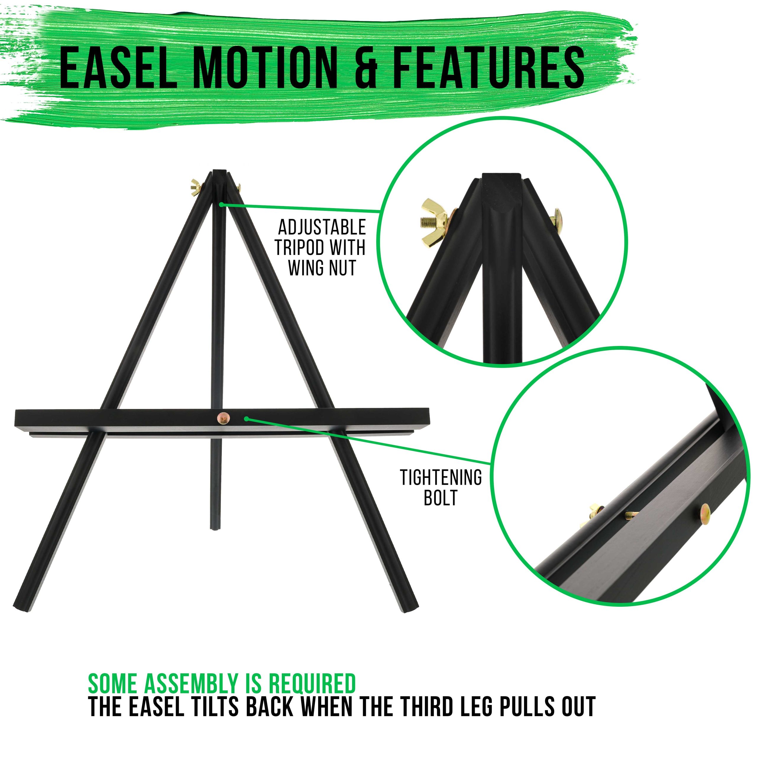 12 Black Wood Tabletop Easel (4 Pack) - Adjustable A-Frame Canvas Stand for Painting Party & Signs - Table Top Easel for Painting. Canvas Holder. Crafts. Photos. Pictures - Image 3