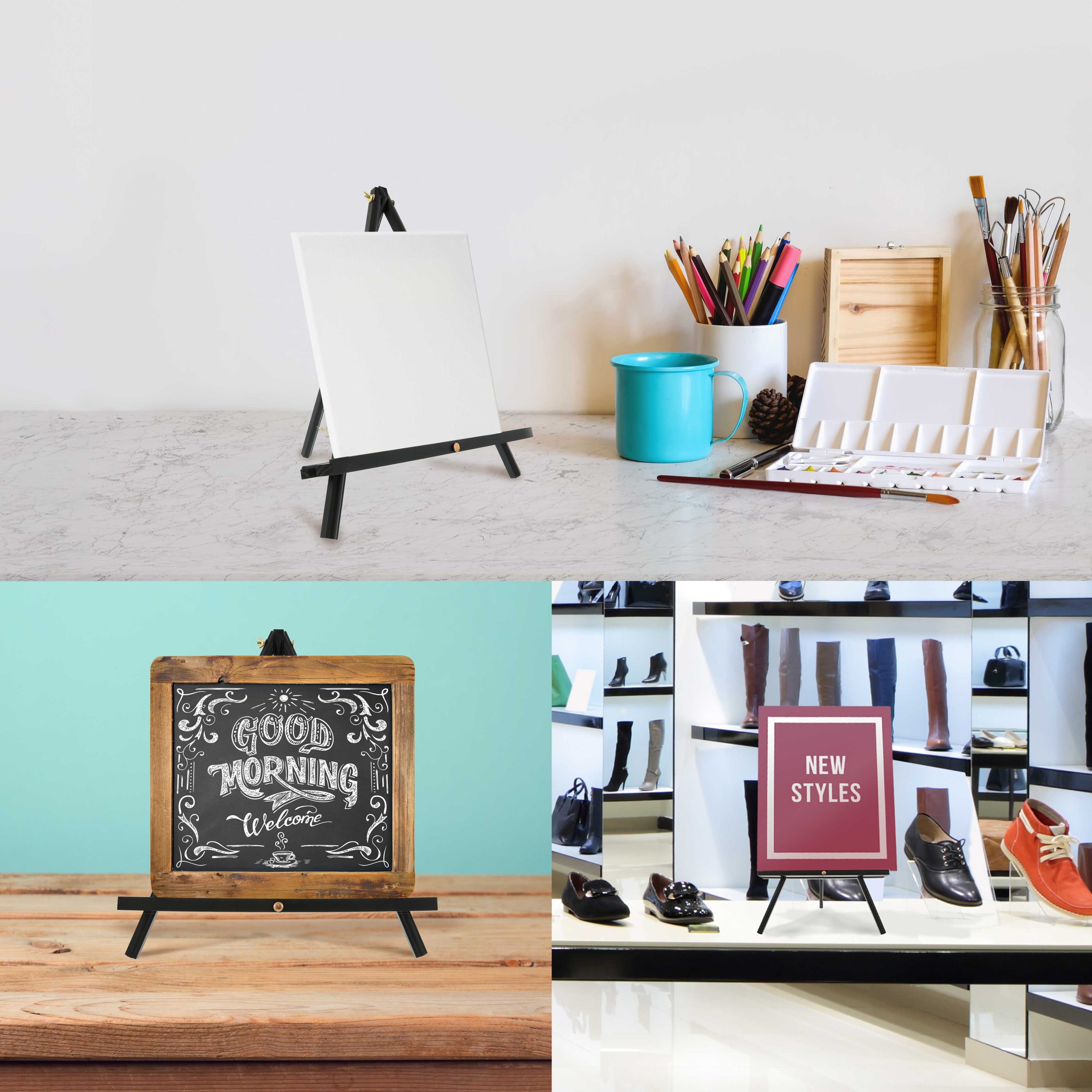 12 Black Wood Tabletop Easel (4 Pack) - Adjustable A-Frame Canvas Stand for Painting Party & Signs - Table Top Easel for Painting. Canvas Holder. Crafts. Photos. Pictures - Image 5