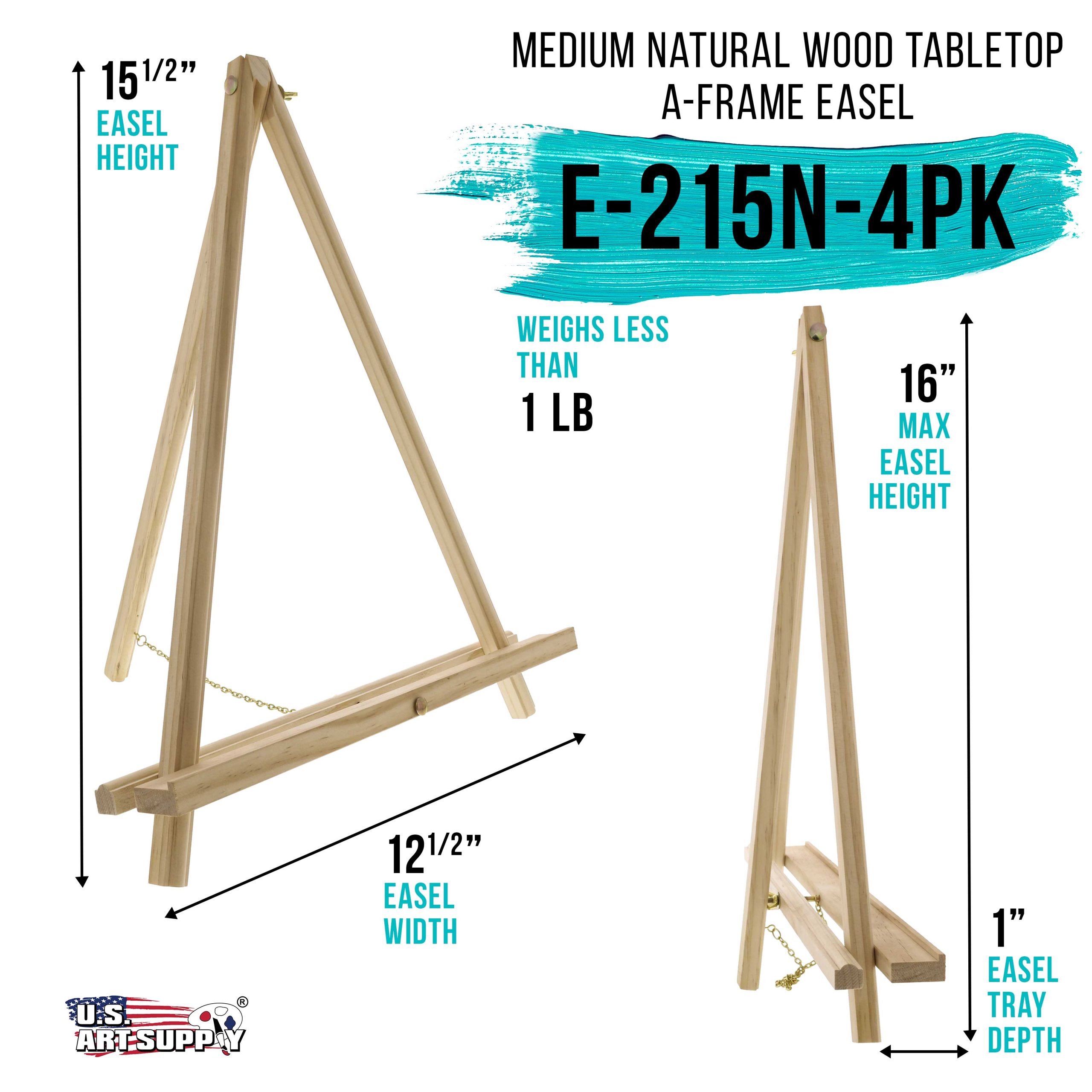16 Natural Wood Tabletop Easel (4 Pack) - Adjustable A-Frame Canvas Stand for Painting Party & Signs - Table Top Easel for Painting. Canvas Holder. Crafts. Photos. Pictures - Image 2