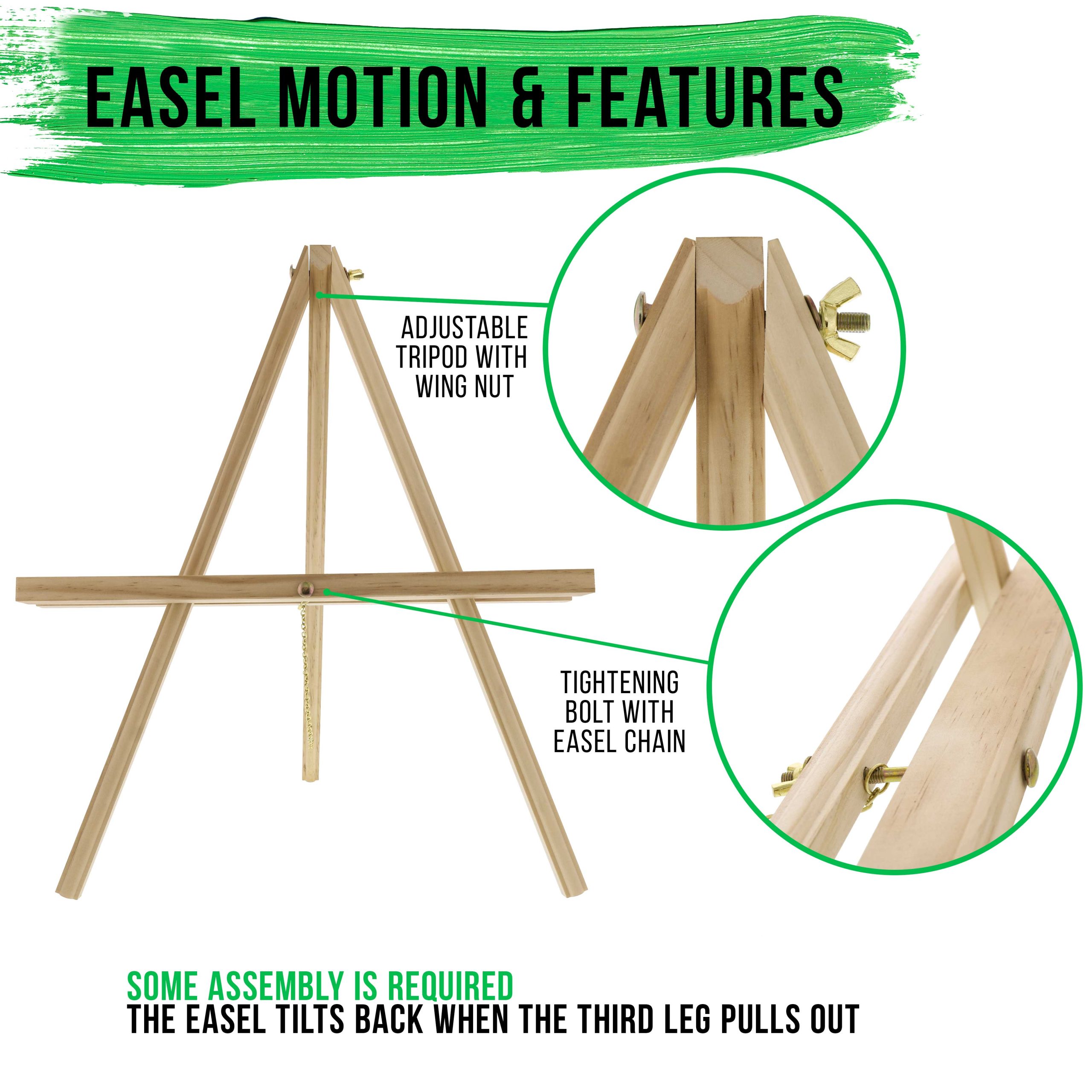 16 Natural Wood Tabletop Easel (4 Pack) - Adjustable A-Frame Canvas Stand for Painting Party & Signs - Table Top Easel for Painting. Canvas Holder. Crafts. Photos. Pictures - Image 3