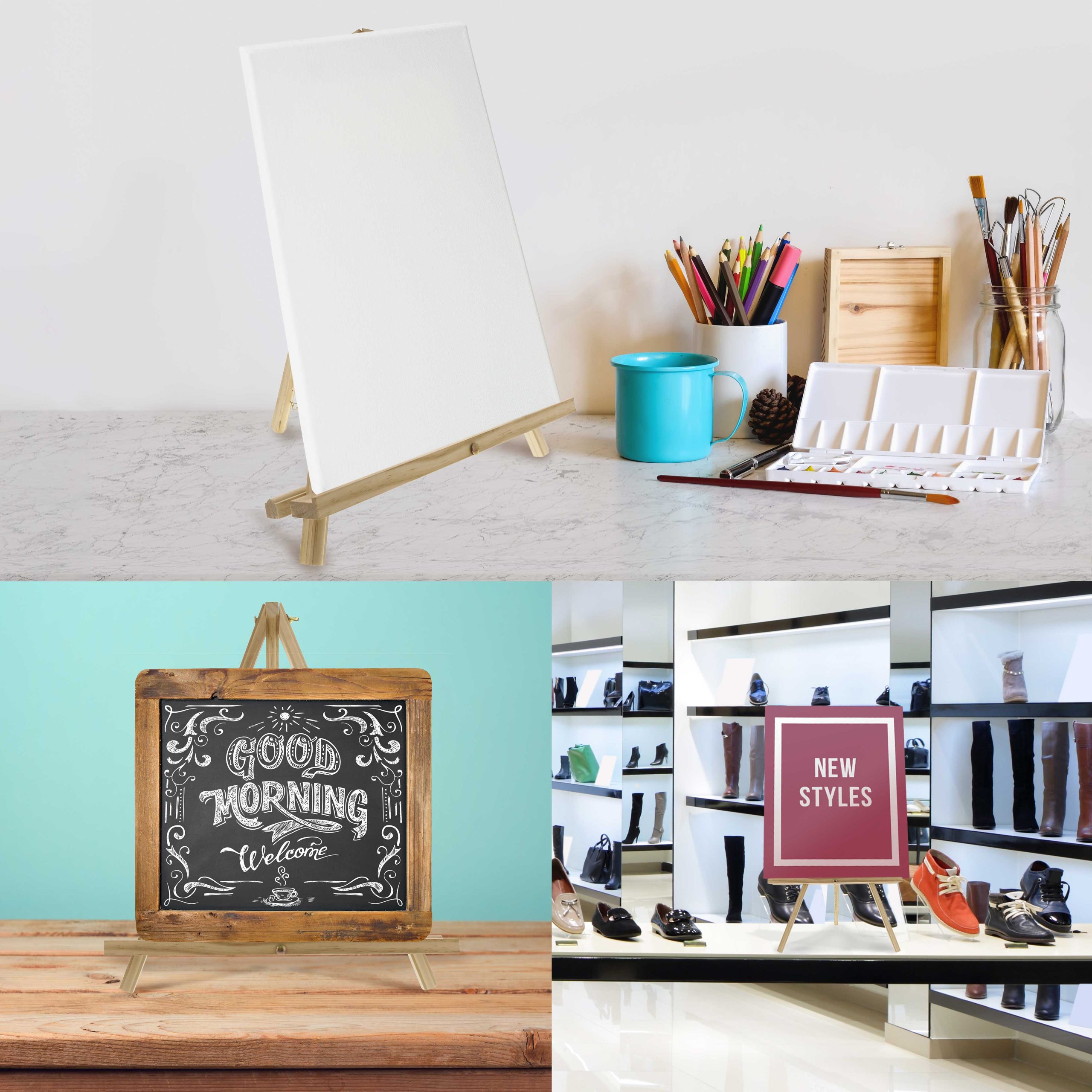16 Natural Wood Tabletop Easel (4 Pack) - Adjustable A-Frame Canvas Stand for Painting Party & Signs - Table Top Easel for Painting. Canvas Holder. Crafts. Photos. Pictures - Image 5