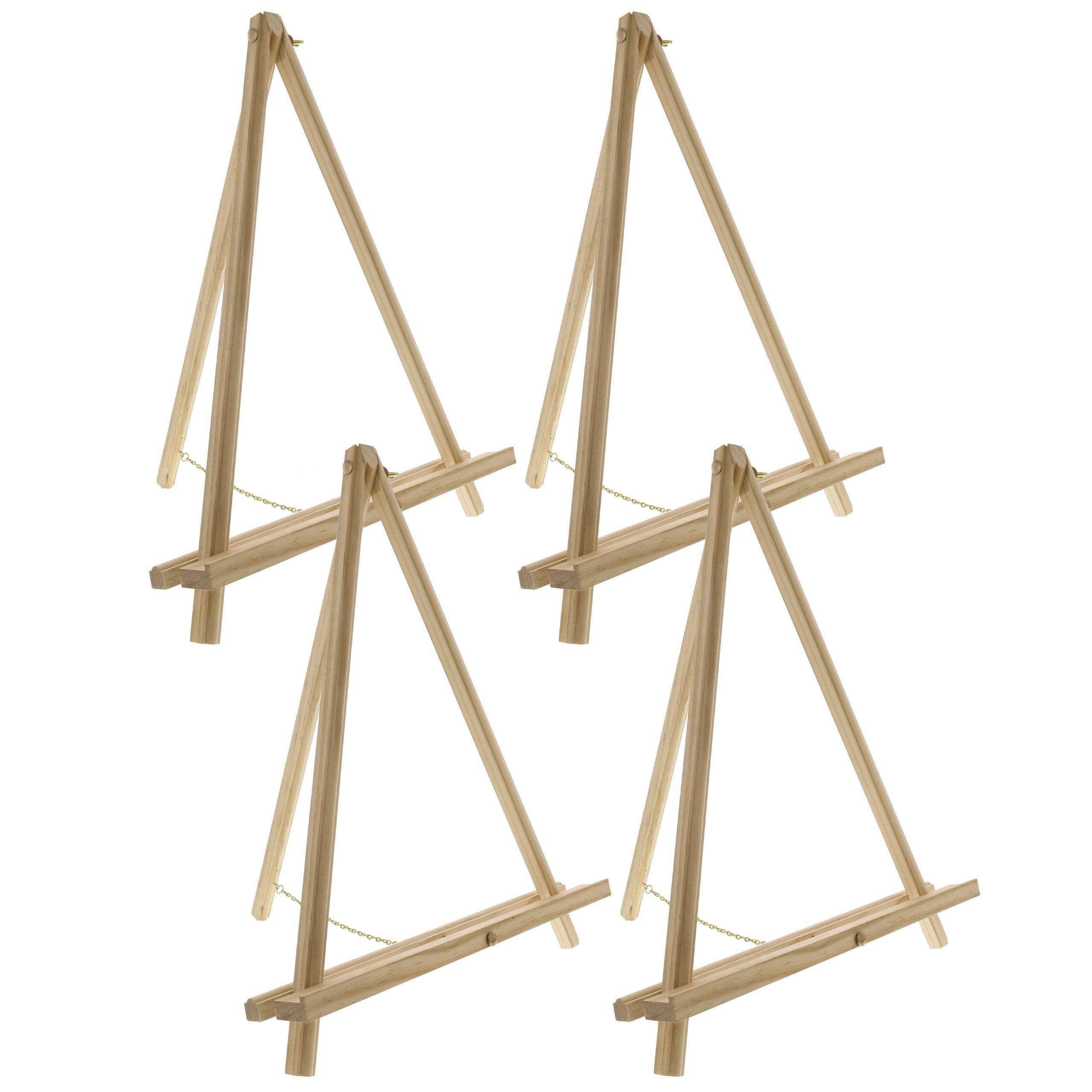 16 Natural Wood Tabletop Easel (4 Pack) - Adjustable A-Frame Canvas Stand for Painting Party & Signs - Table Top Easel for Painting. Canvas Holder. Crafts. Photos. Pictures
