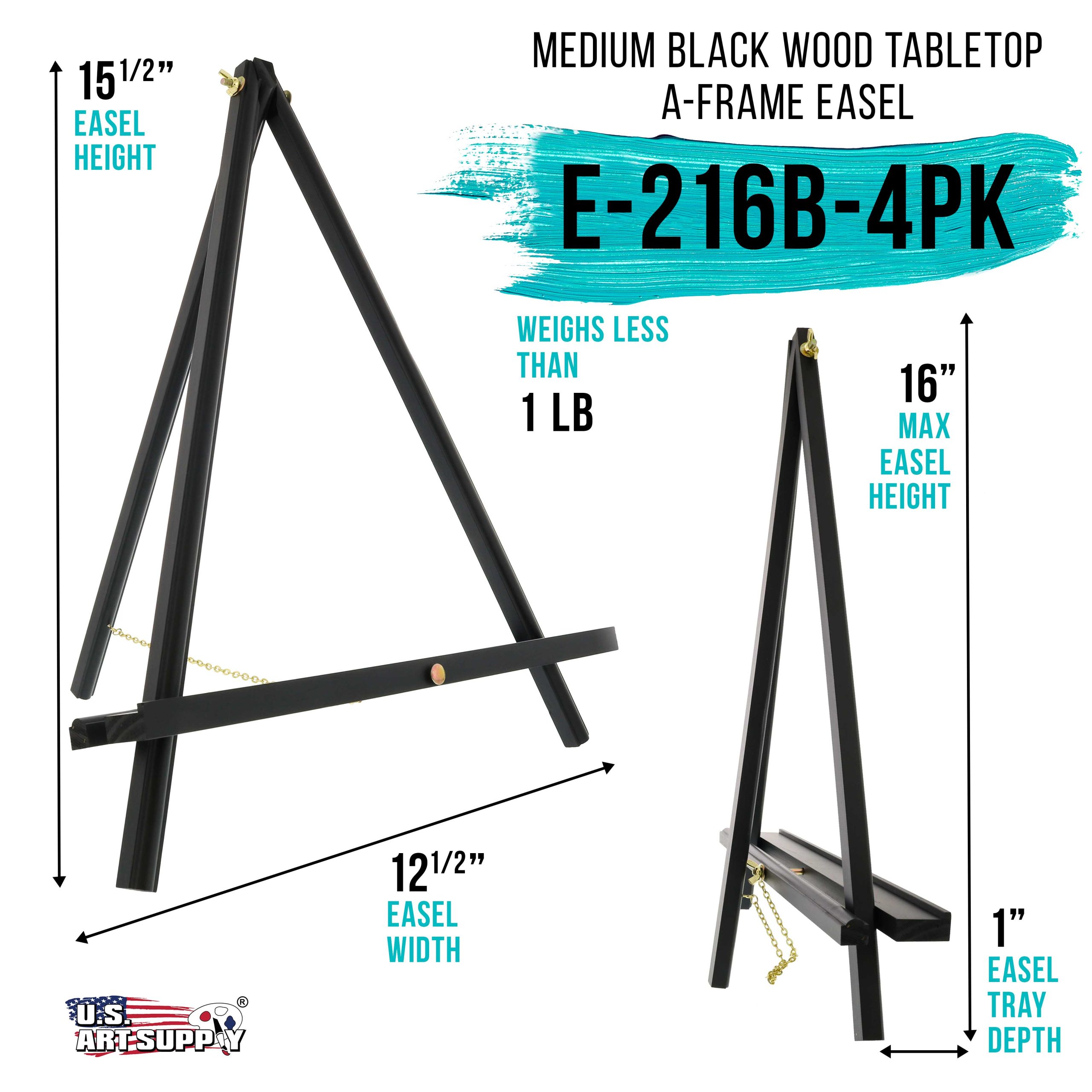 16 Black Wood Tabletop Easel (4 Pack) - Adjustable A-Frame Canvas Stand for Painting Party & Signs - Table Top Easel for Painting. Canvas Holder. Crafts. Photos. Pictures - Image 2