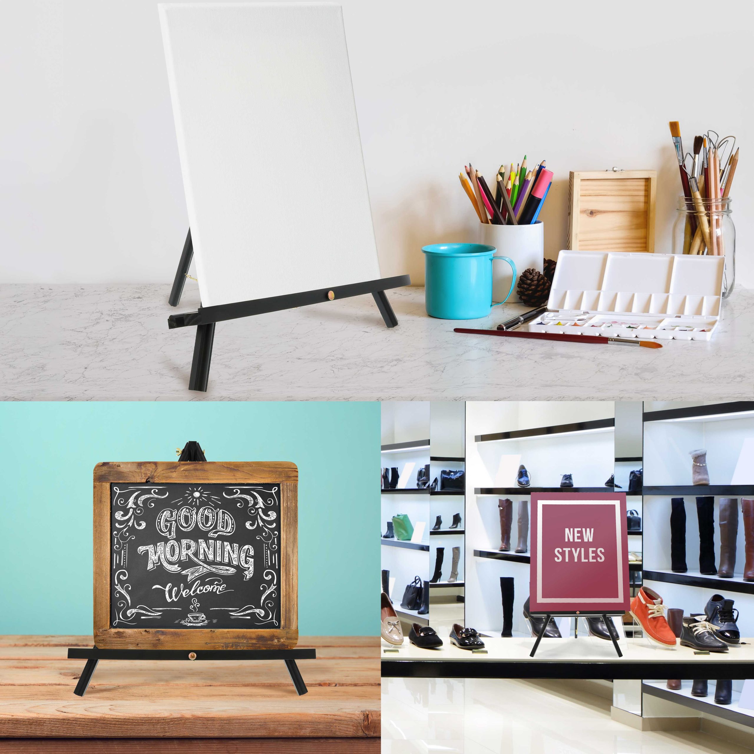 16 Black Wood Tabletop Easel (4 Pack) - Adjustable A-Frame Canvas Stand for Painting Party & Signs - Table Top Easel for Painting. Canvas Holder. Crafts. Photos. Pictures - Image 5