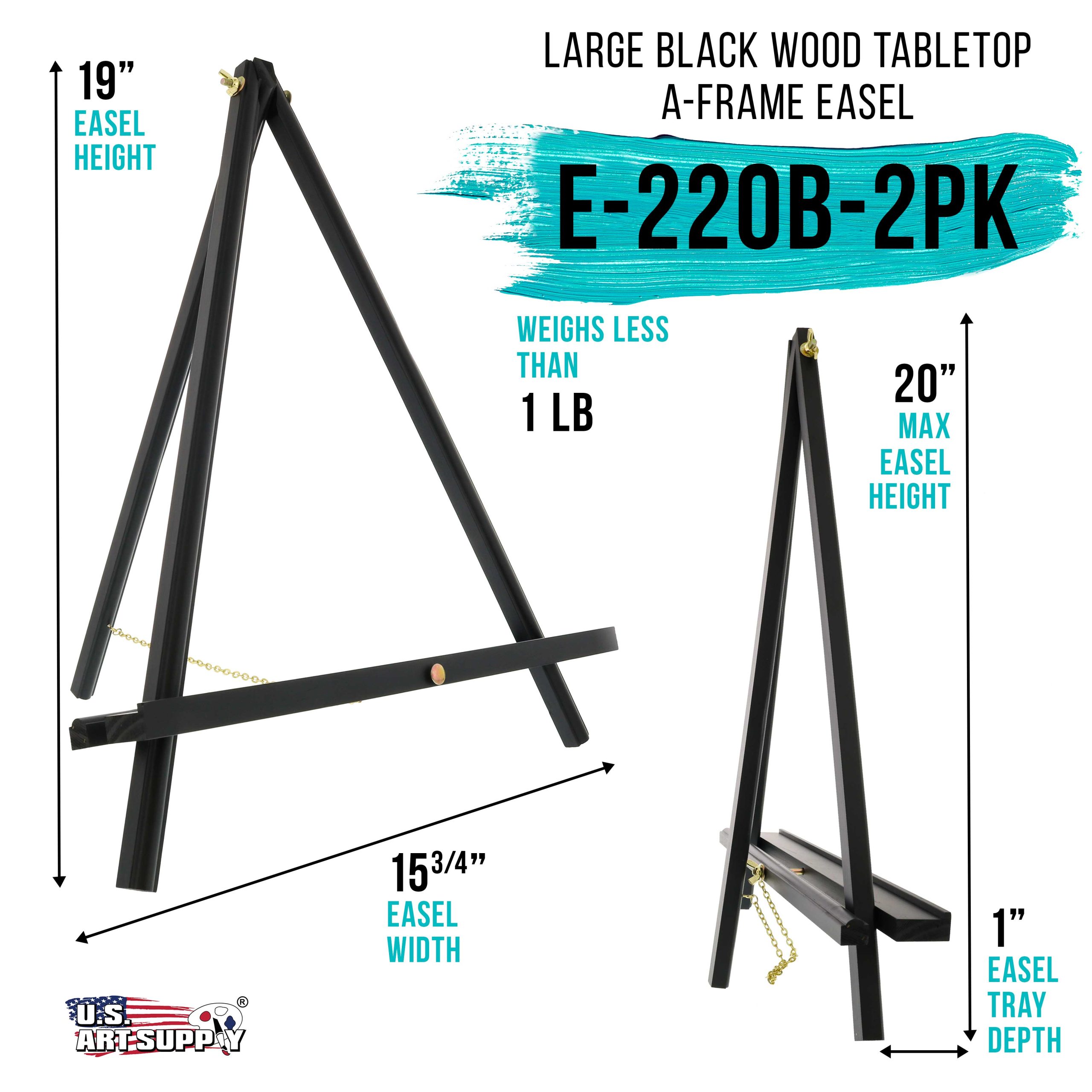 20 Black Wood Tabletop Easel (2 Pack) - Adjustable A-Frame Canvas Stand for Painting Party & Signs - Table Top Easel for Painting. Canvas Holder. Crafts. Photos. Pictures - Image 2