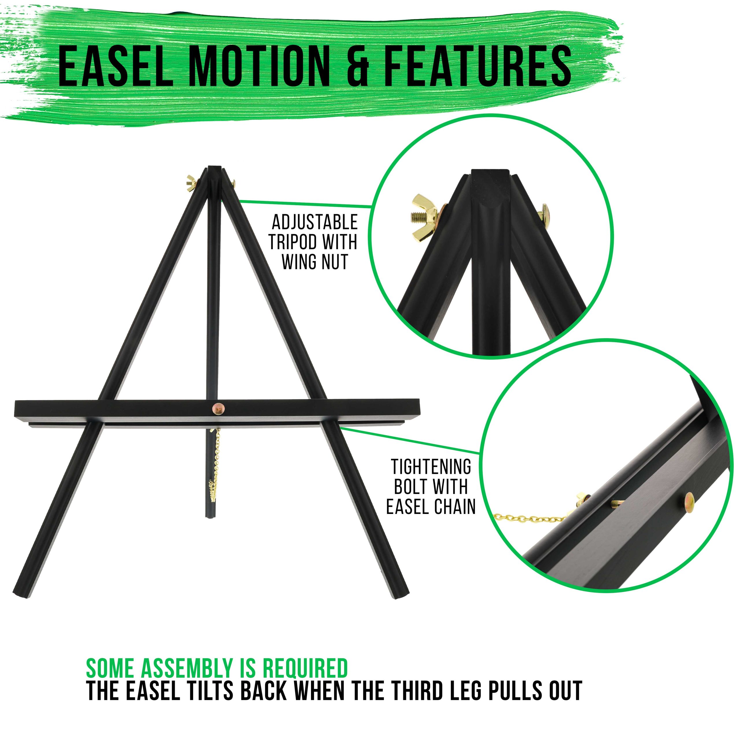20 Black Wood Tabletop Easel (2 Pack) - Adjustable A-Frame Canvas Stand for Painting Party & Signs - Table Top Easel for Painting. Canvas Holder. Crafts. Photos. Pictures - Image 3