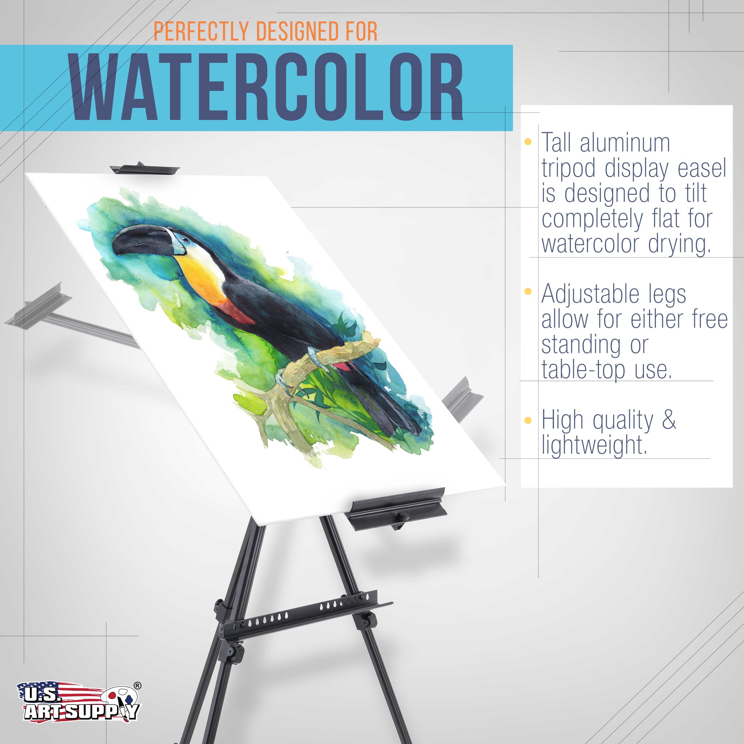 80 Aluminum Art Easel Stand Sign Display. Watercolor Field. Adjustable Height. Floor Tabletop Tripod. Canvas up to 63H x 40W. Portable Easel for Canvas & Painting. Storage Bag - Image 4