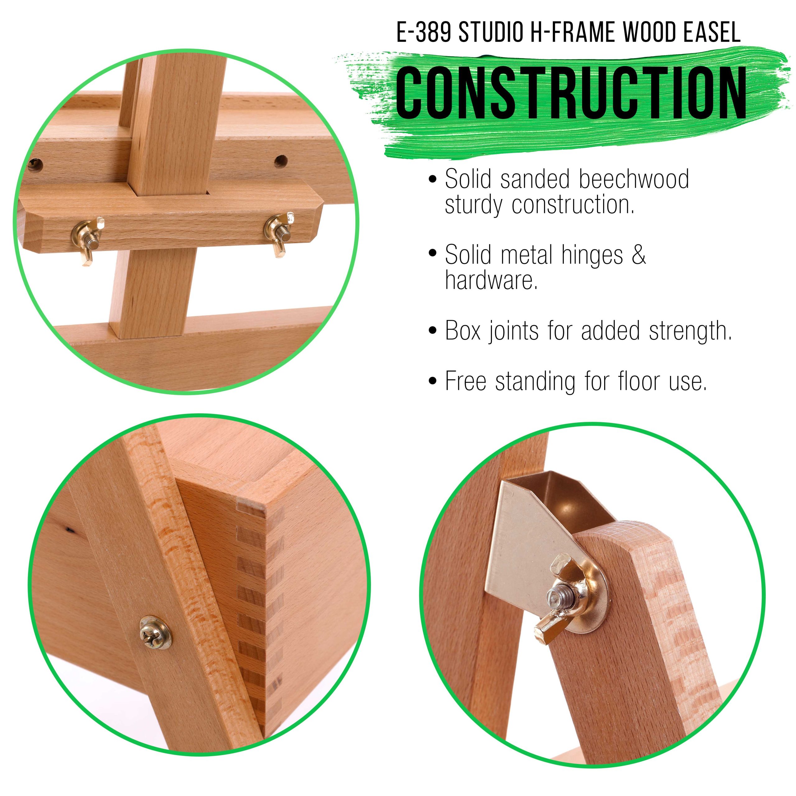 Large Wooden H-Frame Easel with Storage Drawer & Shelf - Adjustable Mast to 75. Studio Artist Easel for Painting. Drawing. Sketching. Canvas Holder. Sturdy Beechwood - Image 4
