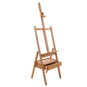 Large Wooden H-Frame Easel with Storage Drawer & Shelf - Adjustable Mast to 75. Studio Artist Easel for Painting. Drawing. Sketching. Canvas Holder. Sturdy Beechwood