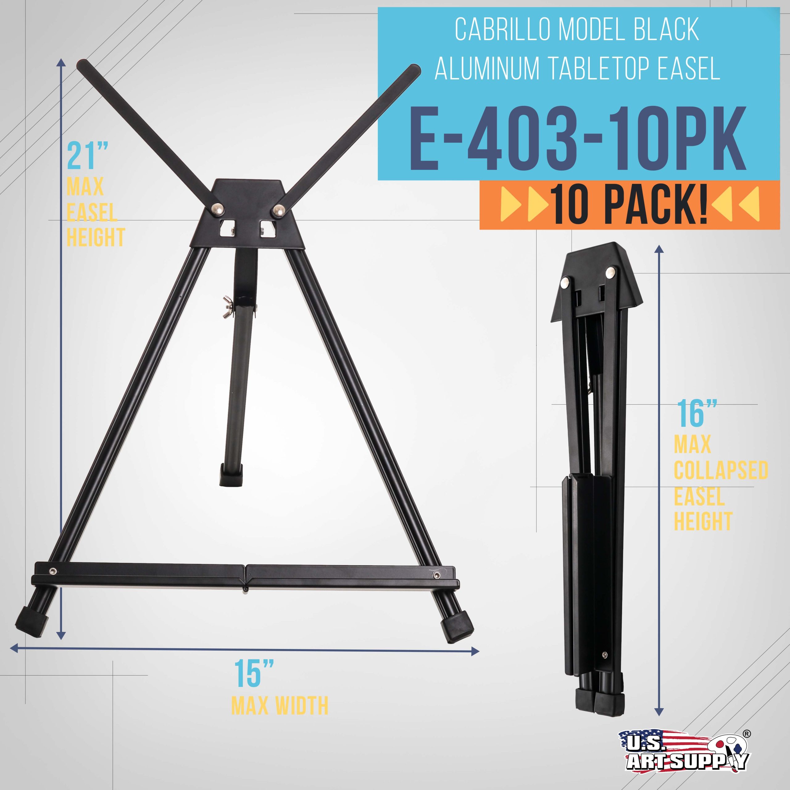 Tabletop Easel for Painting - 15 to 21 Adjustable Metal Stand - Portable Art Easels (Pack of 10) for Display - Canvas. Whiteboards. Posters. Signs. Drawings & More - Image 2