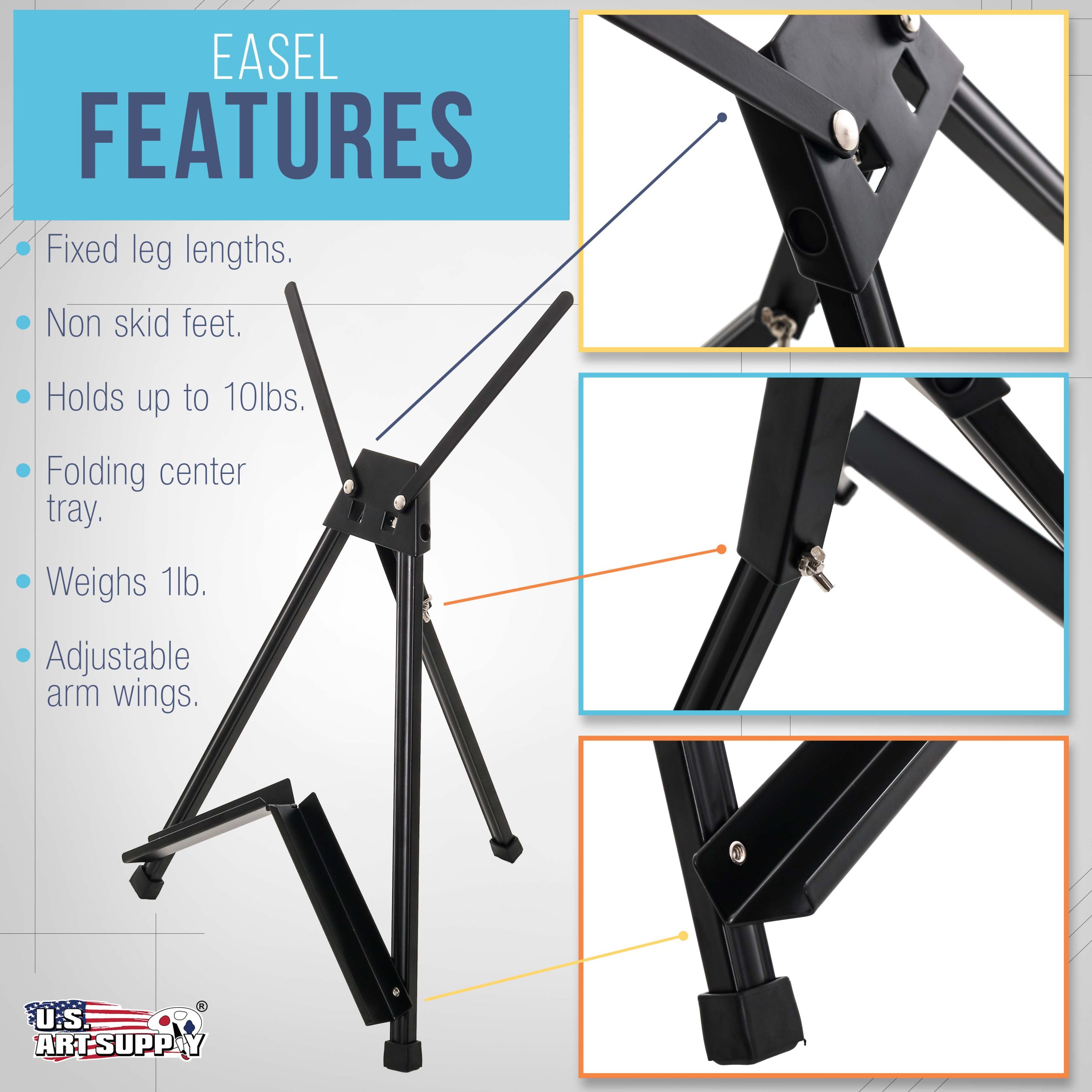 Tabletop Easel for Painting - 15 to 21 Adjustable Metal Stand - Portable Art Easels (Pack of 10) for Display - Canvas. Whiteboards. Posters. Signs. Drawings & More - Image 3