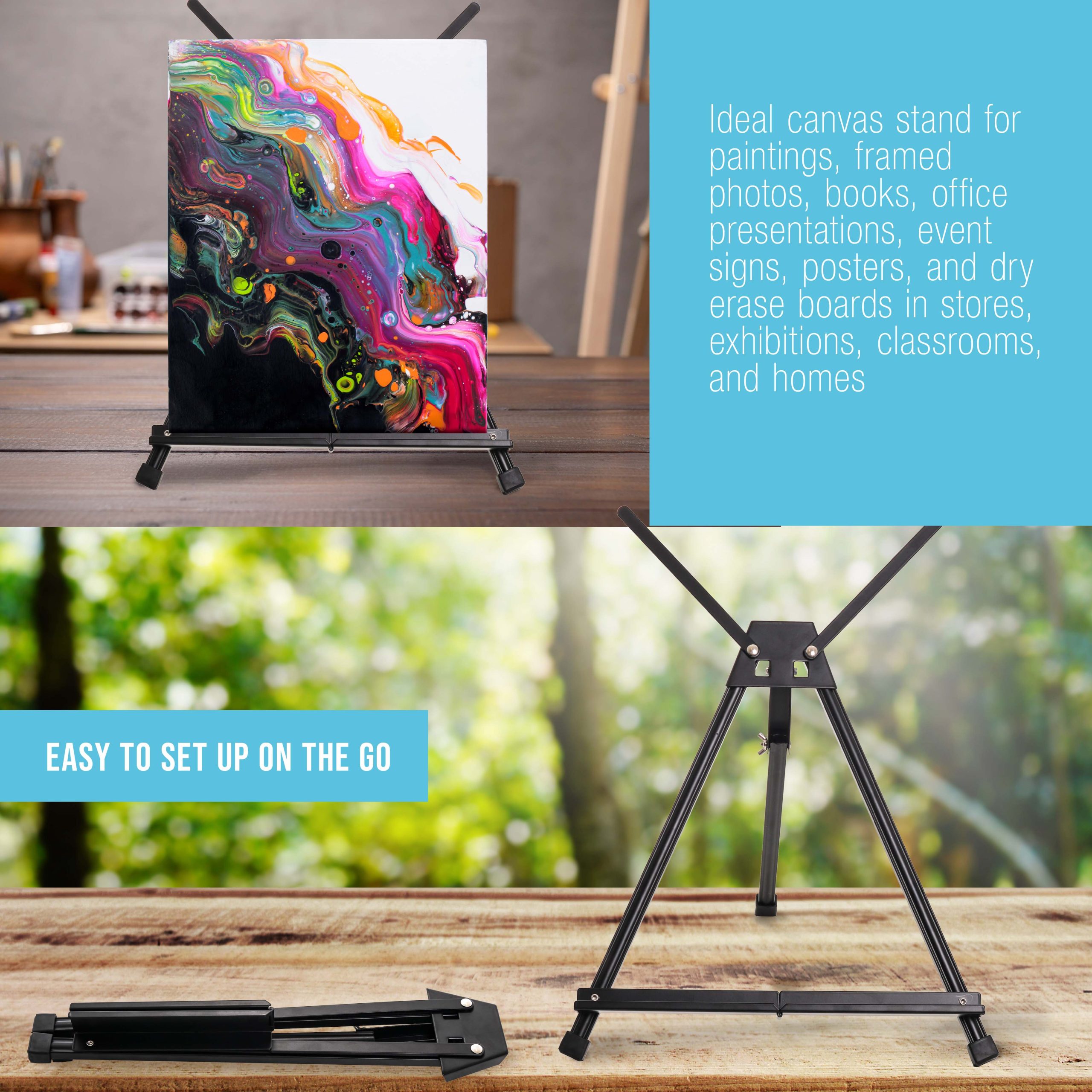 Tabletop Easel for Painting - 15 to 21 Adjustable Metal Stand - Portable Art Easels (Pack of 10) for Display - Canvas. Whiteboards. Posters. Signs. Drawings & More - Image 5