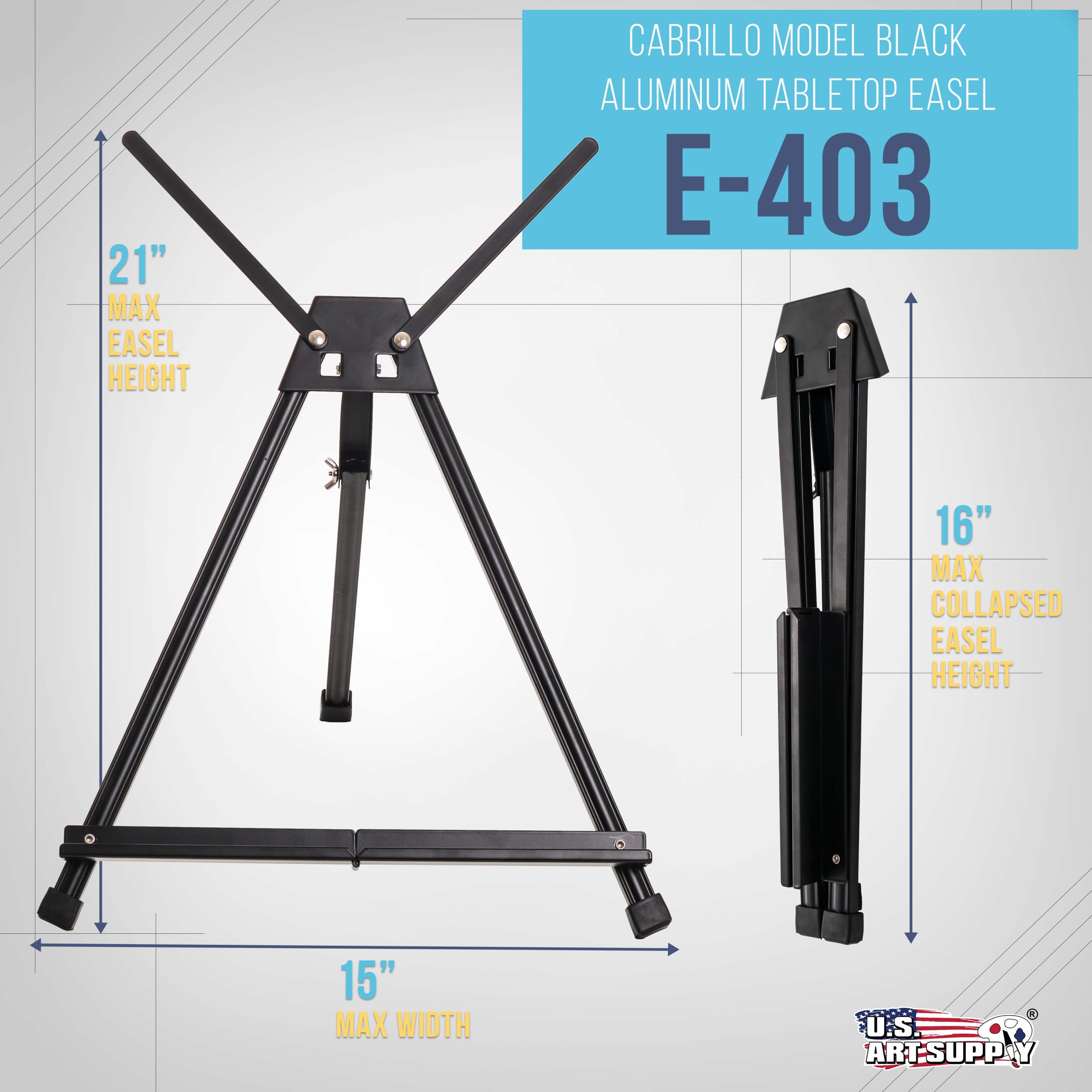 Tabletop Easel for Painting - 15 to 21 Adjustable Metal Stand - Portable Art Easels for Display - Holds Canvas. Whiteboards. Posters. Signs. Drawings & More - Image 2