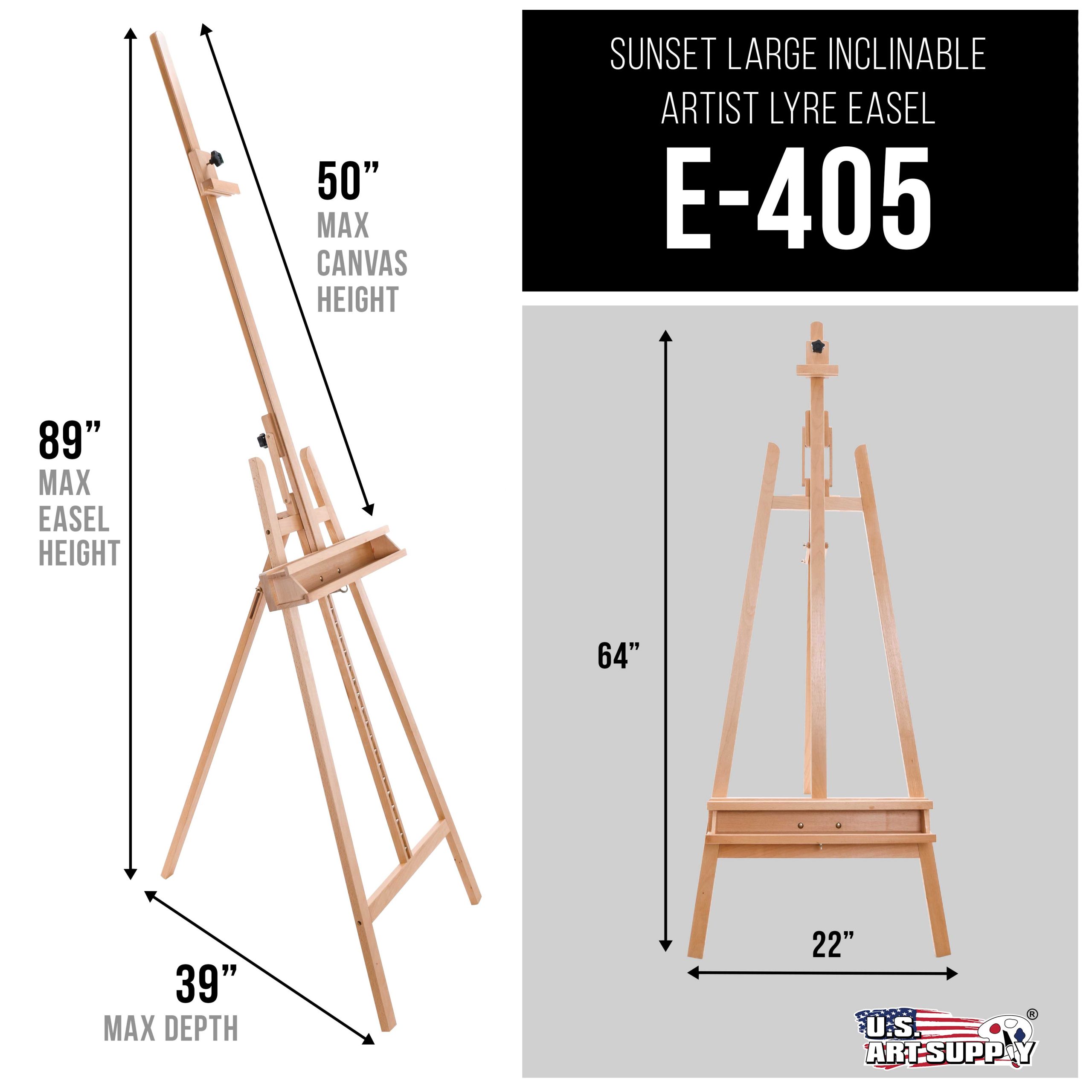 64 to 89 Sunset Medium A-Frame Wood Easel. Lyre Style Studio Easel - Wooden Artists Floor Stand. Sturdy. Adjustable Height To 50 Canvas - Painting. Drawing. Sign Display - Image 2