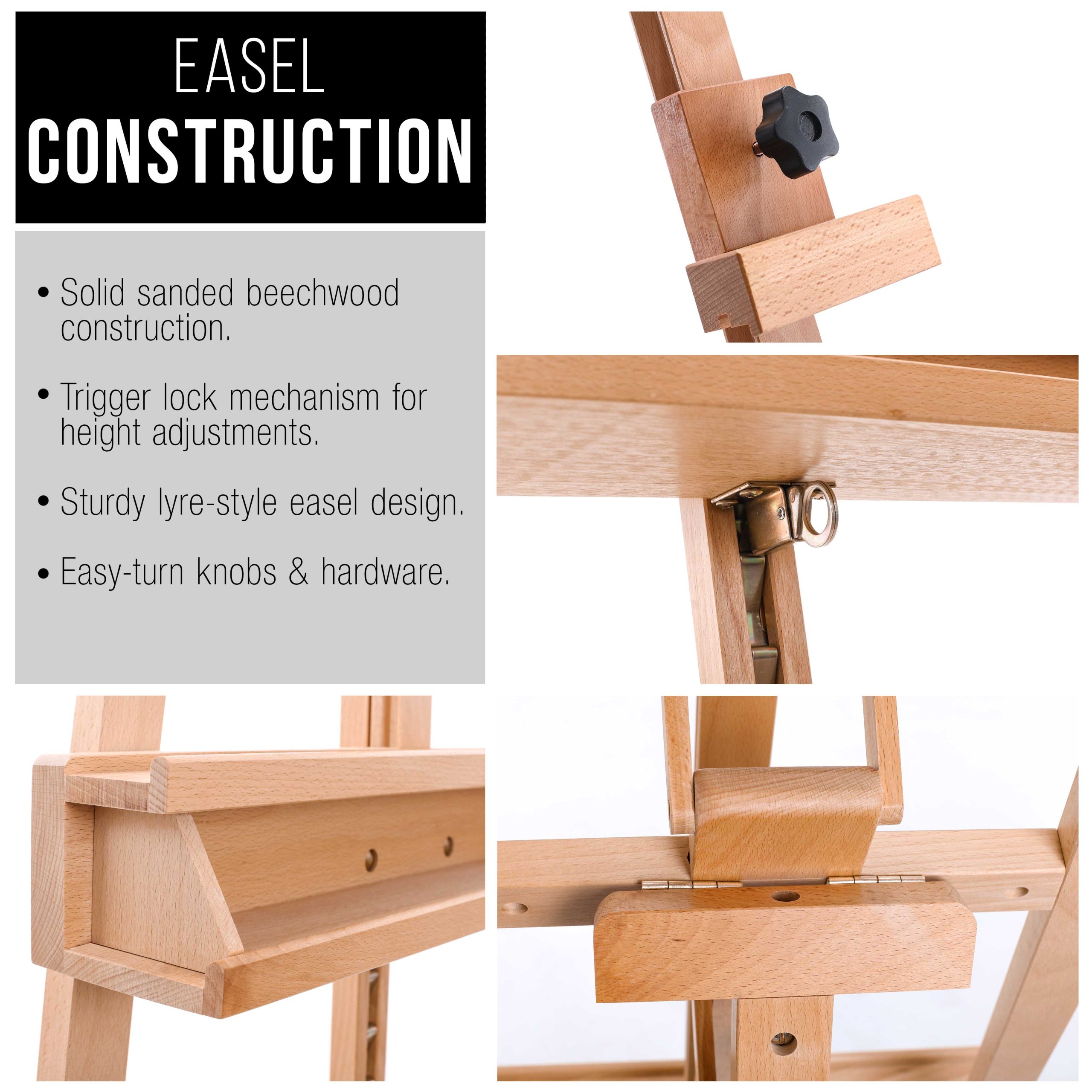 64 to 89 Sunset Medium A-Frame Wood Easel. Lyre Style Studio Easel - Wooden Artists Floor Stand. Sturdy. Adjustable Height To 50 Canvas - Painting. Drawing. Sign Display - Image 5