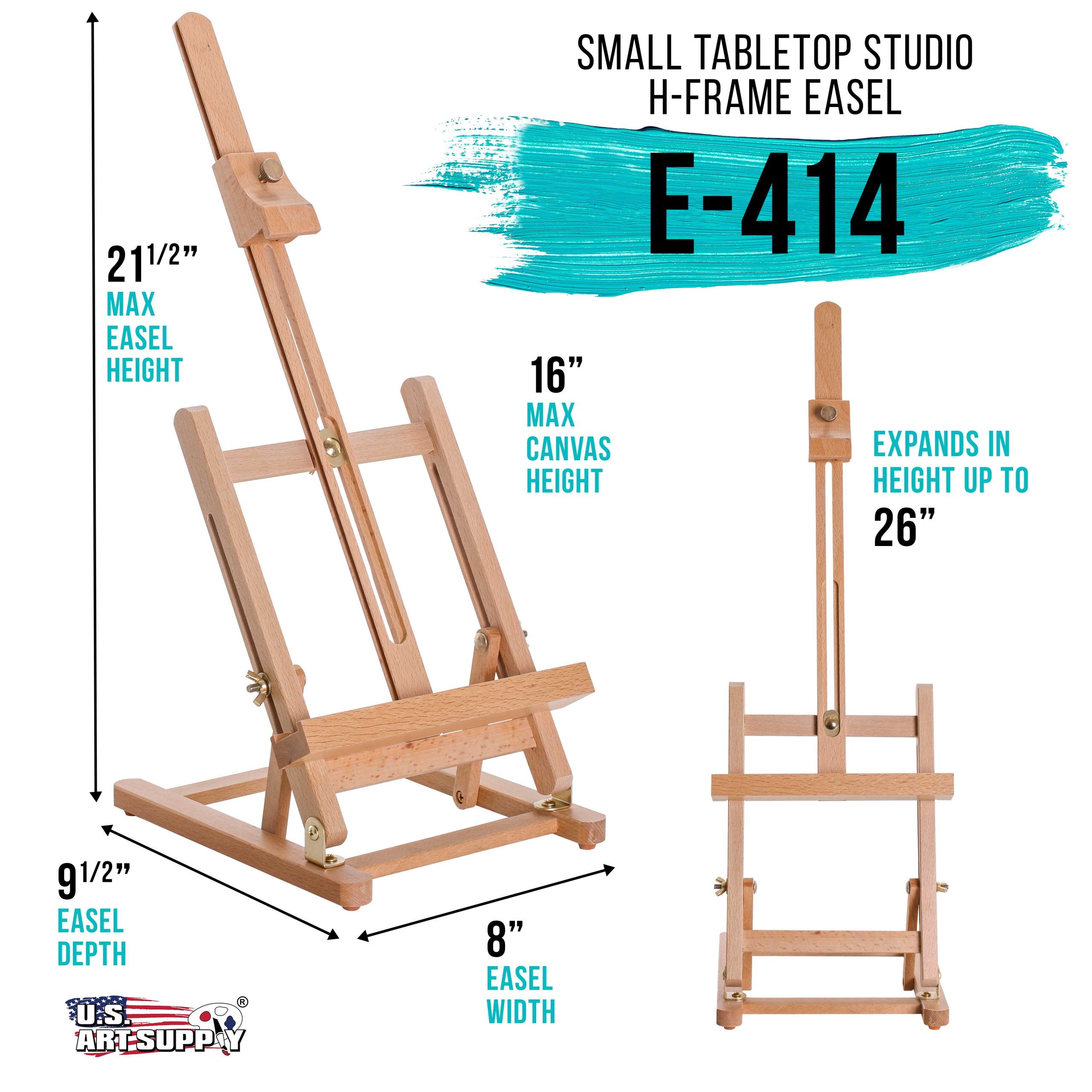 Small Wooden Studio H Frame Easel with Storage Tray - Holds Canvas up to 16 - Adjustable Beechwood Artist Easel for Painting. Art Display Stand. Paint Sketch - Image 2