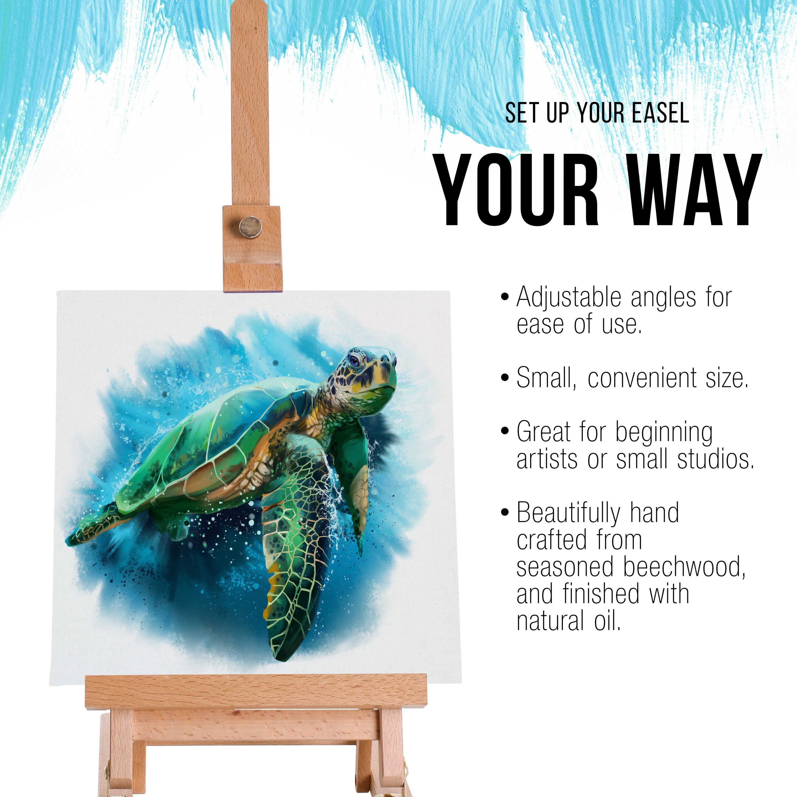 Small Wooden Studio H Frame Easel with Storage Tray - Holds Canvas up to 16 - Adjustable Beechwood Artist Easel for Painting. Art Display Stand. Paint Sketch - Image 4